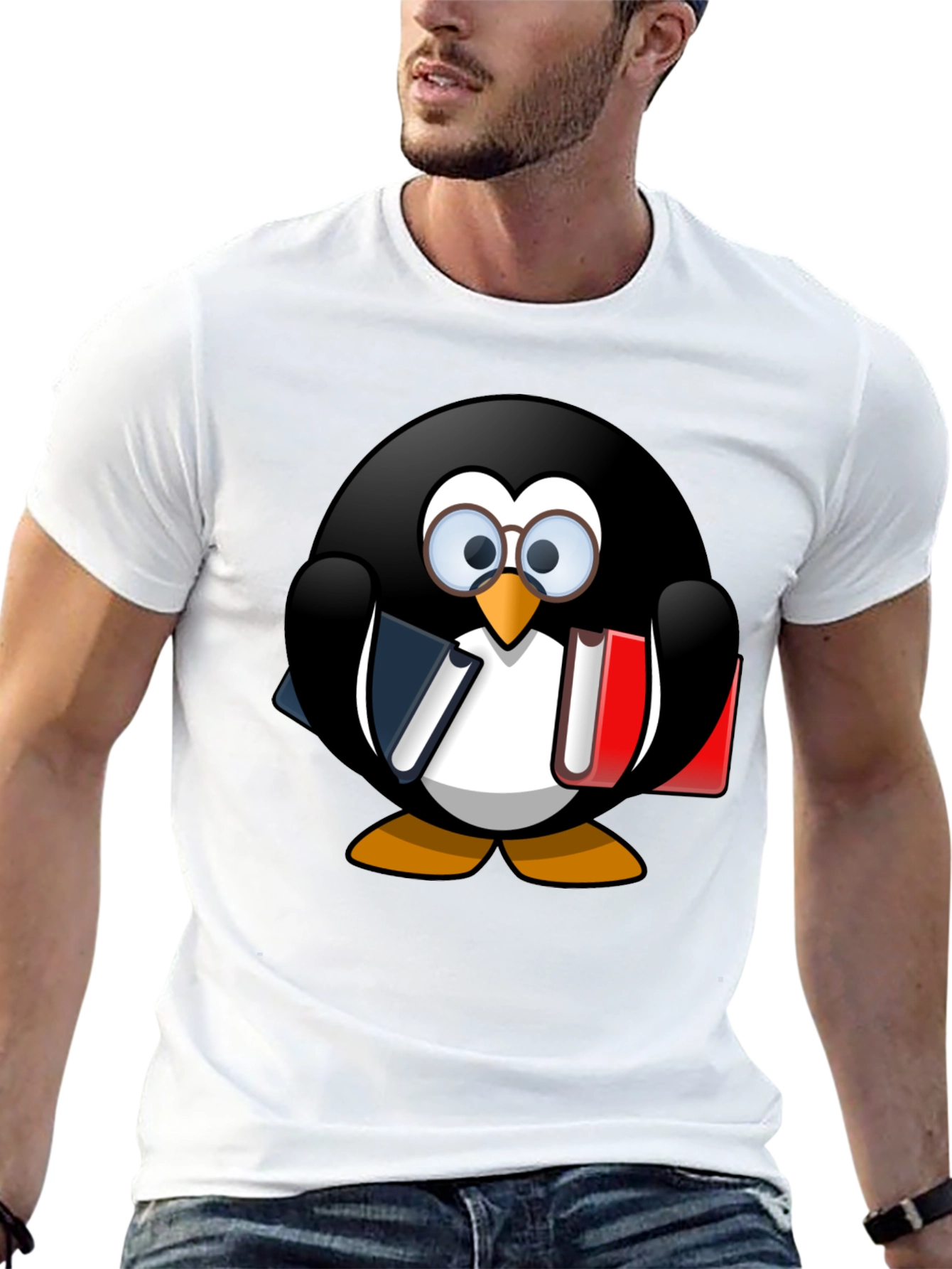 Penguin Bookworm Graphic T-Shirt - Unisex Casual Tee