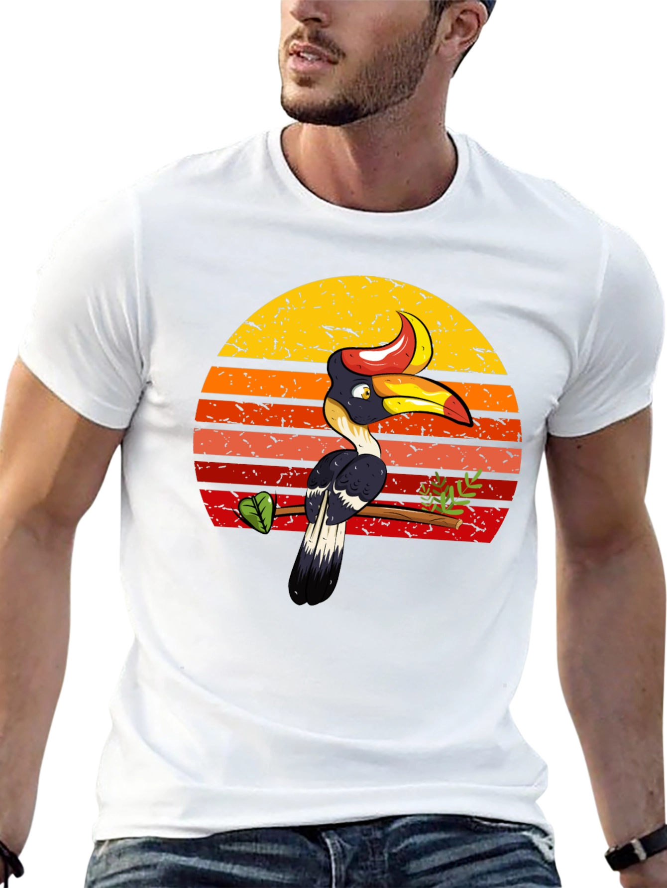 Tropical Toucan Sunset Graphic Tee - Unique Design