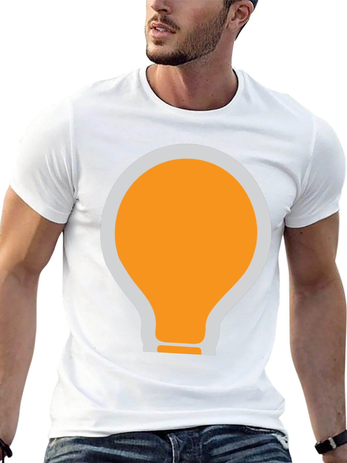 Black T-Shirt with Light Bulb Graphic