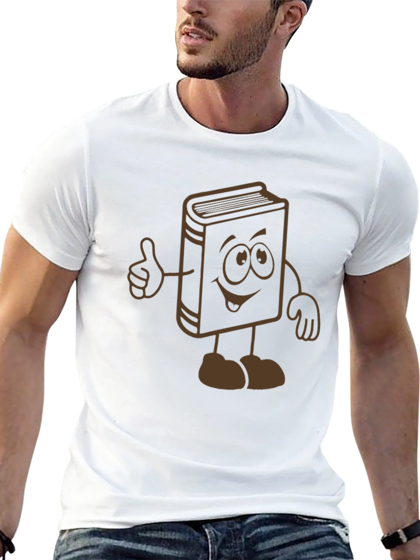 Cartoon Book Graphic Tee - Black Cotton Blend