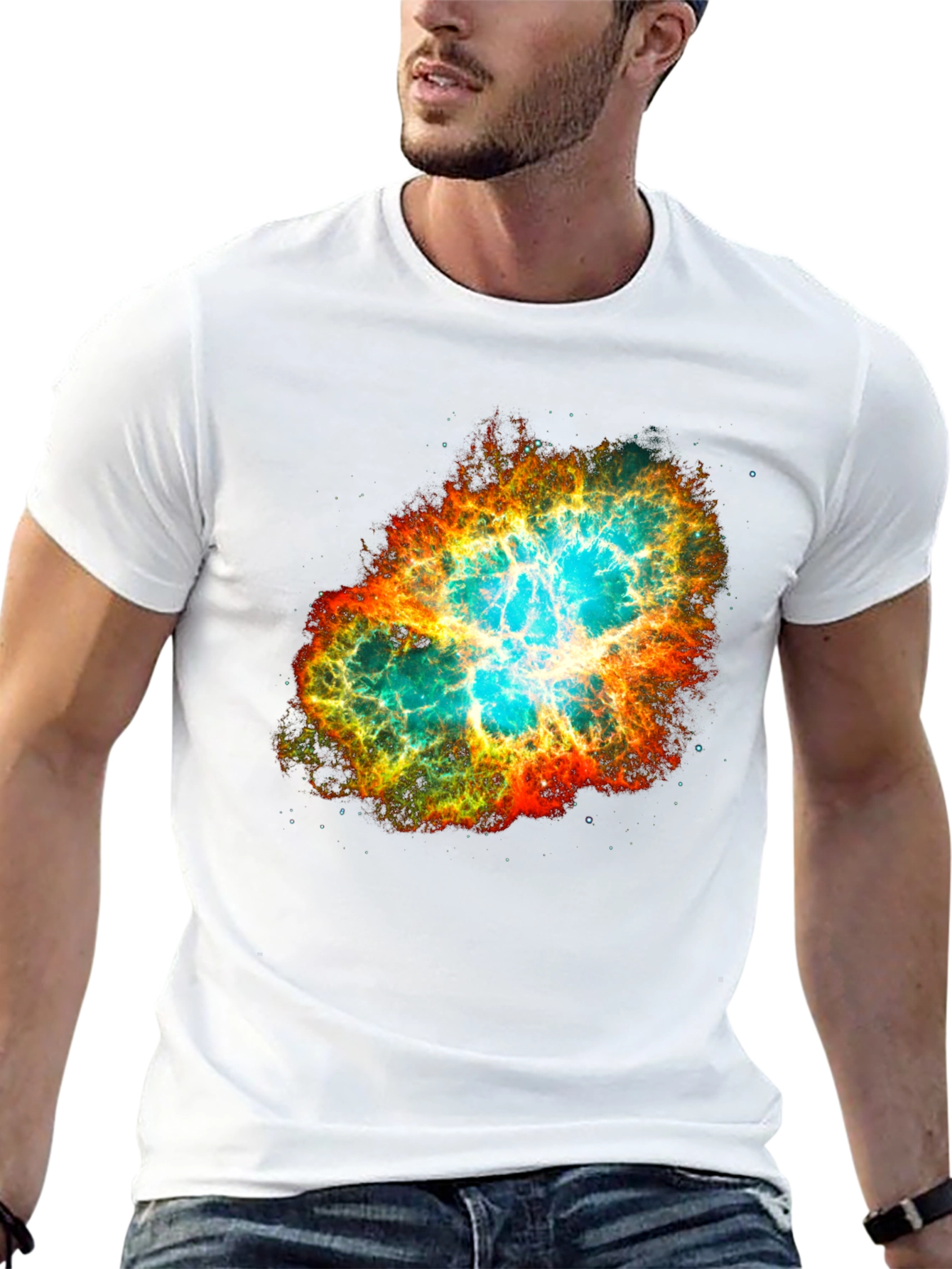 Nebula Galaxy Print Black T-Shirt