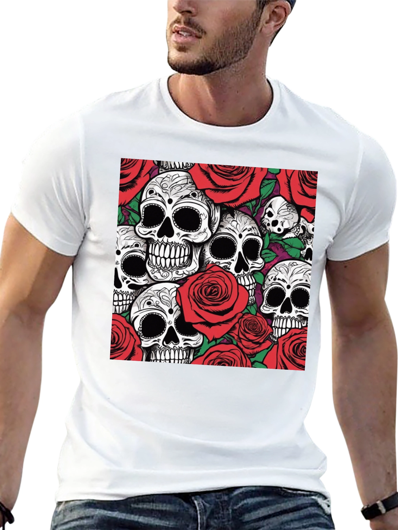 Skulls & Roses Graphic Tee - Unique Dark Style