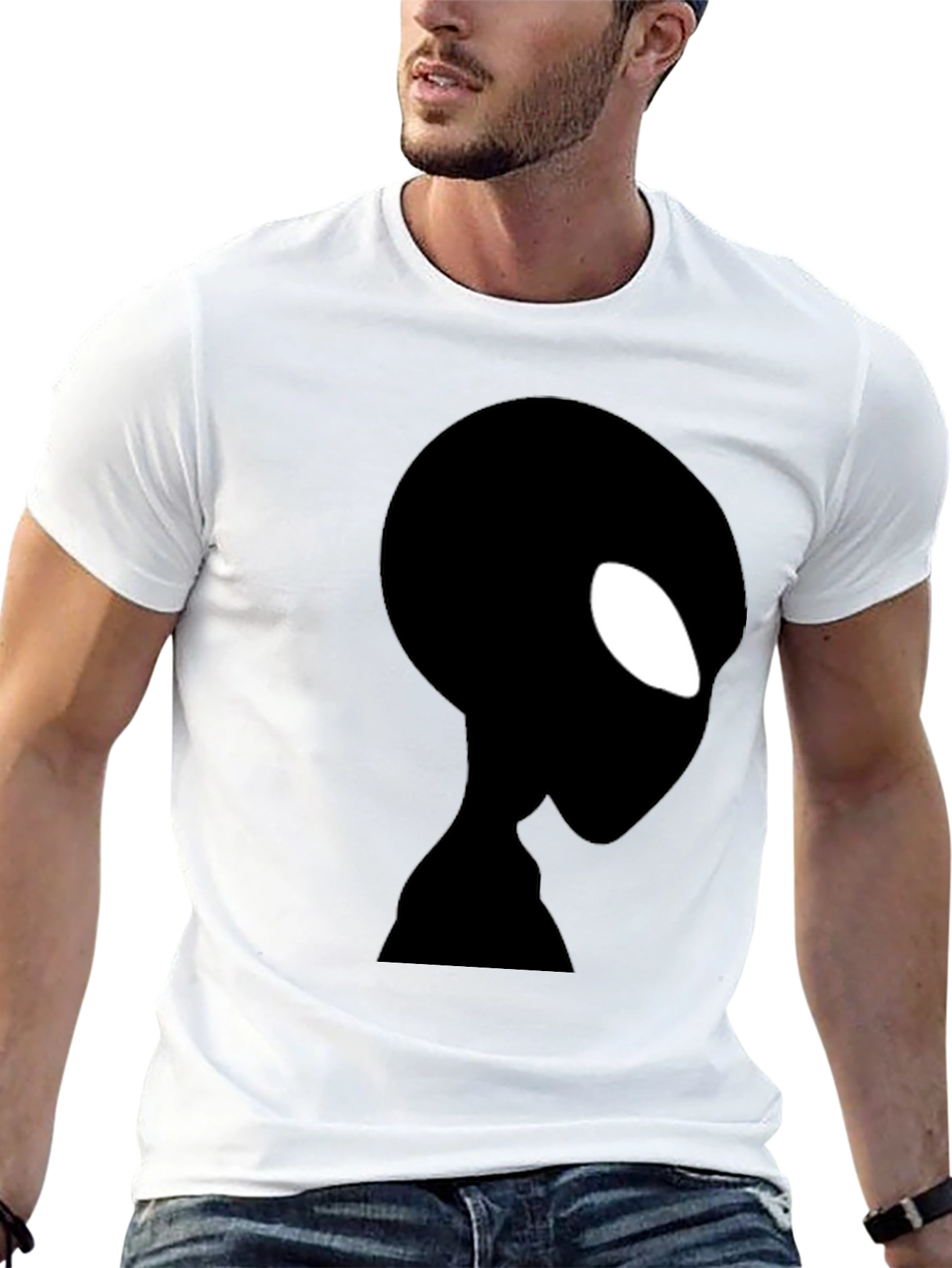 Alien Silhouette Graphic Black T-Shirt