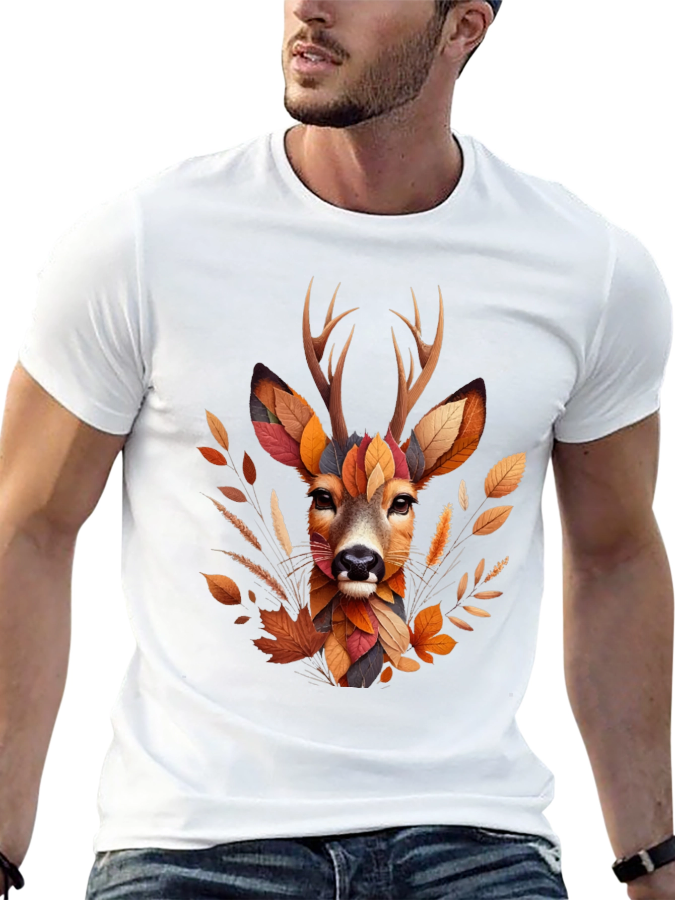 Autumn Deer Graphic T-Shirt - Nature Inspired Art