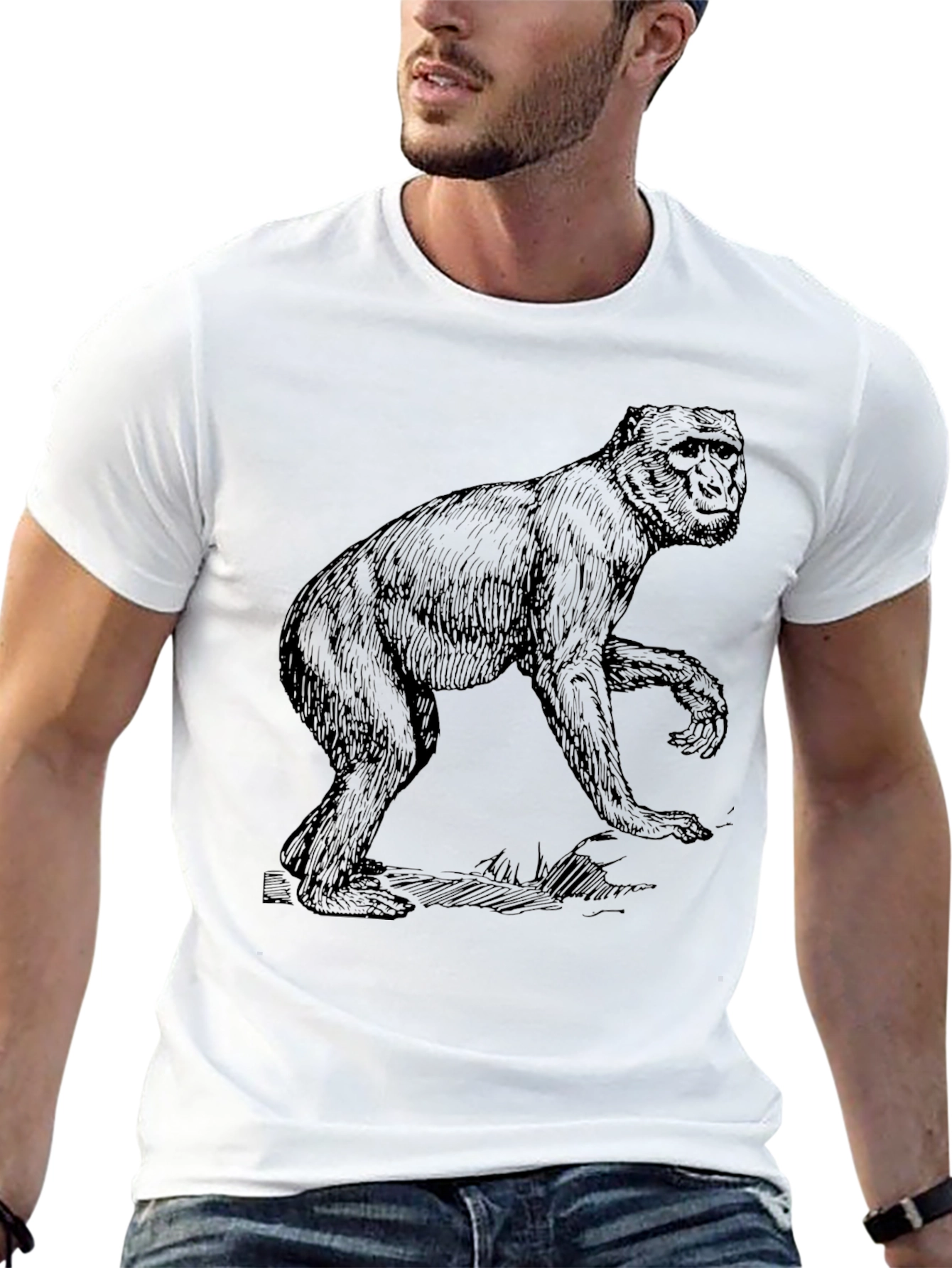 Monkey Graphic T-Shirt - Black