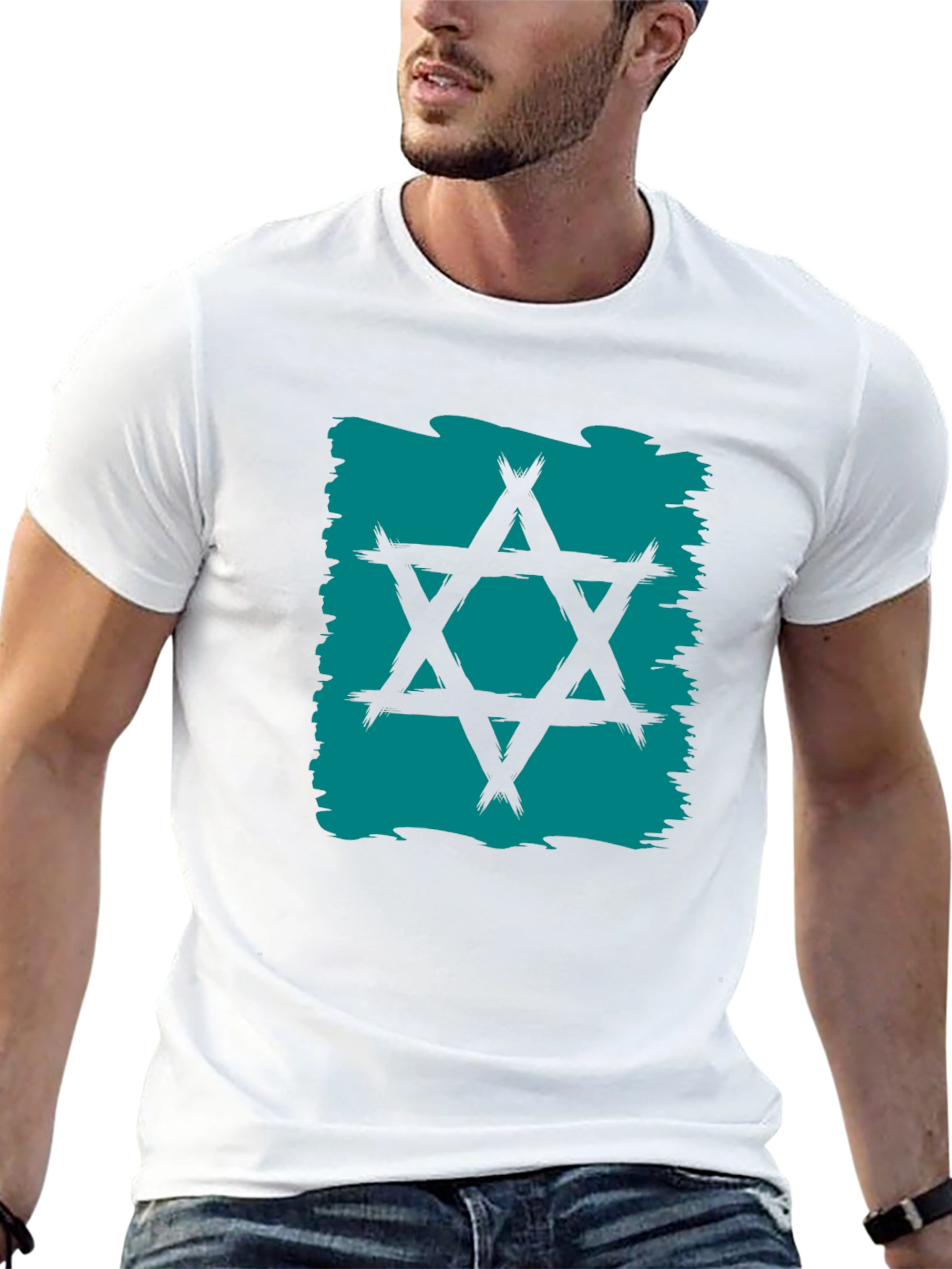 Star of David Graphic Tee - Brush Stroke Design