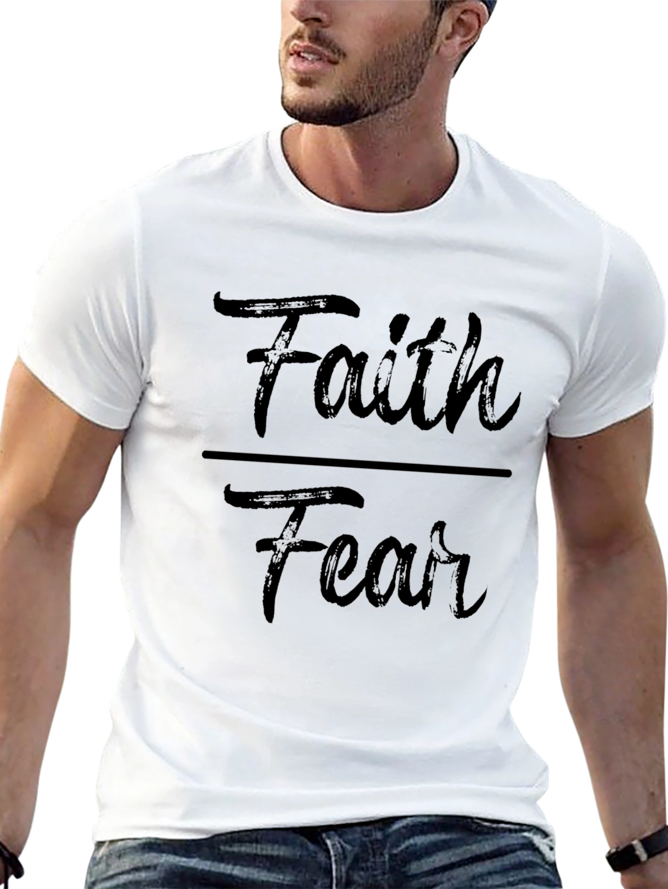 Faith Over Fear Graphic T-Shirt - Inspirational Design