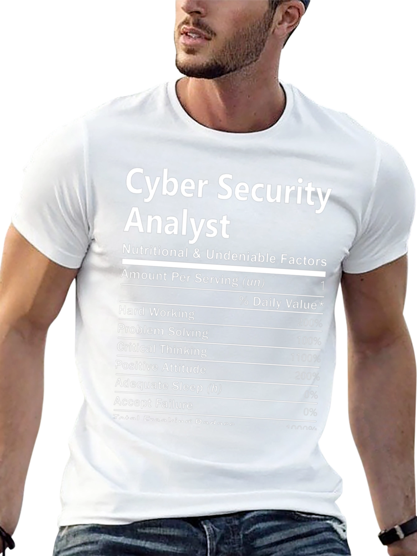 Cyber Security Analyst T-Shirt: Funny Nutrition Facts Tee