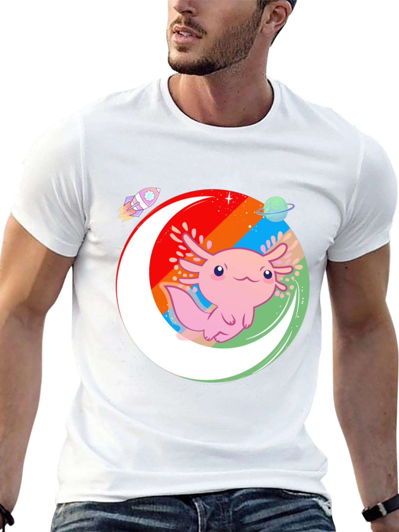Axolotl Galaxy Black T-Shirt