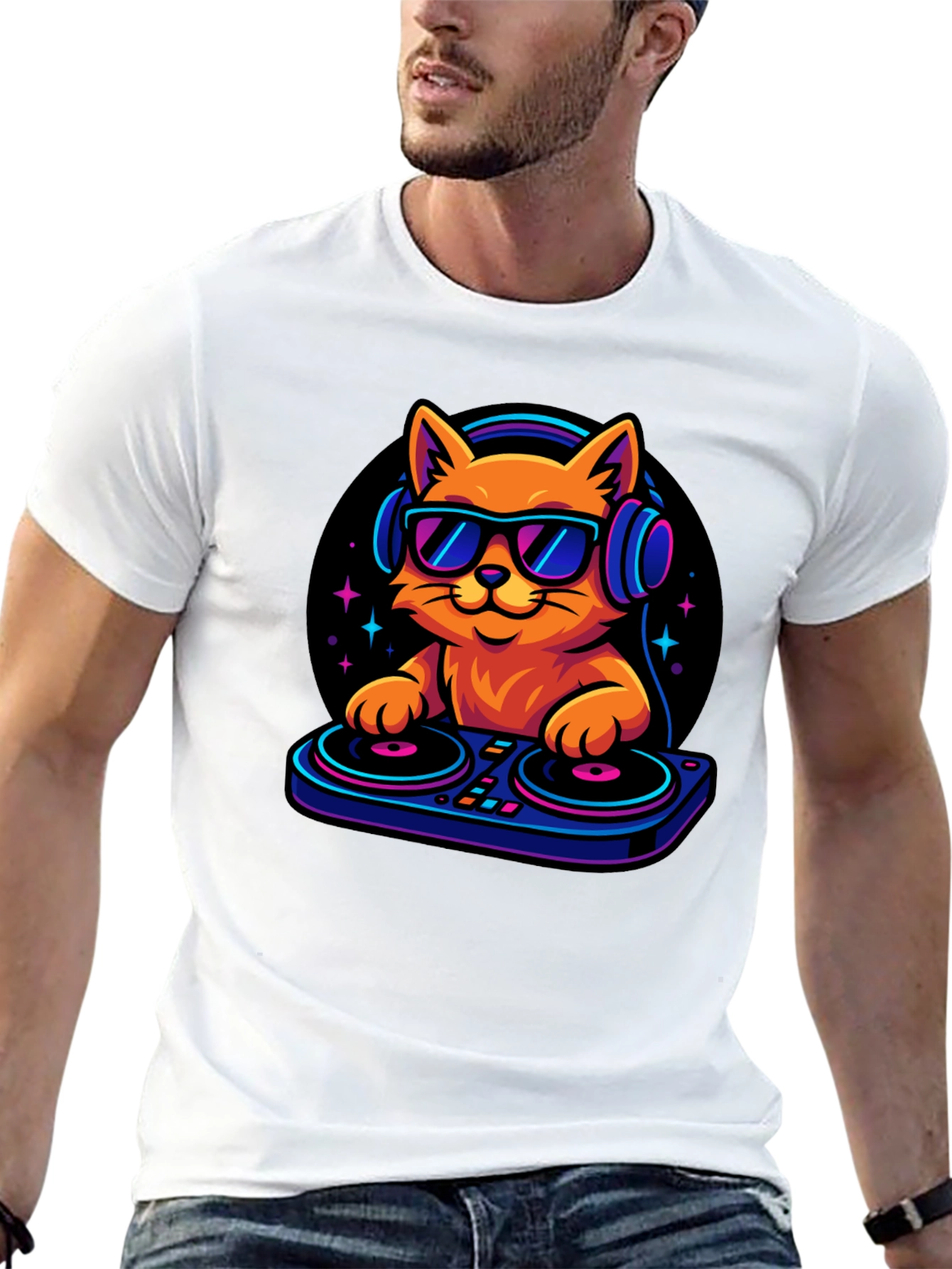 DJ Cat T-Shirt - Cool Cat with Headphones!