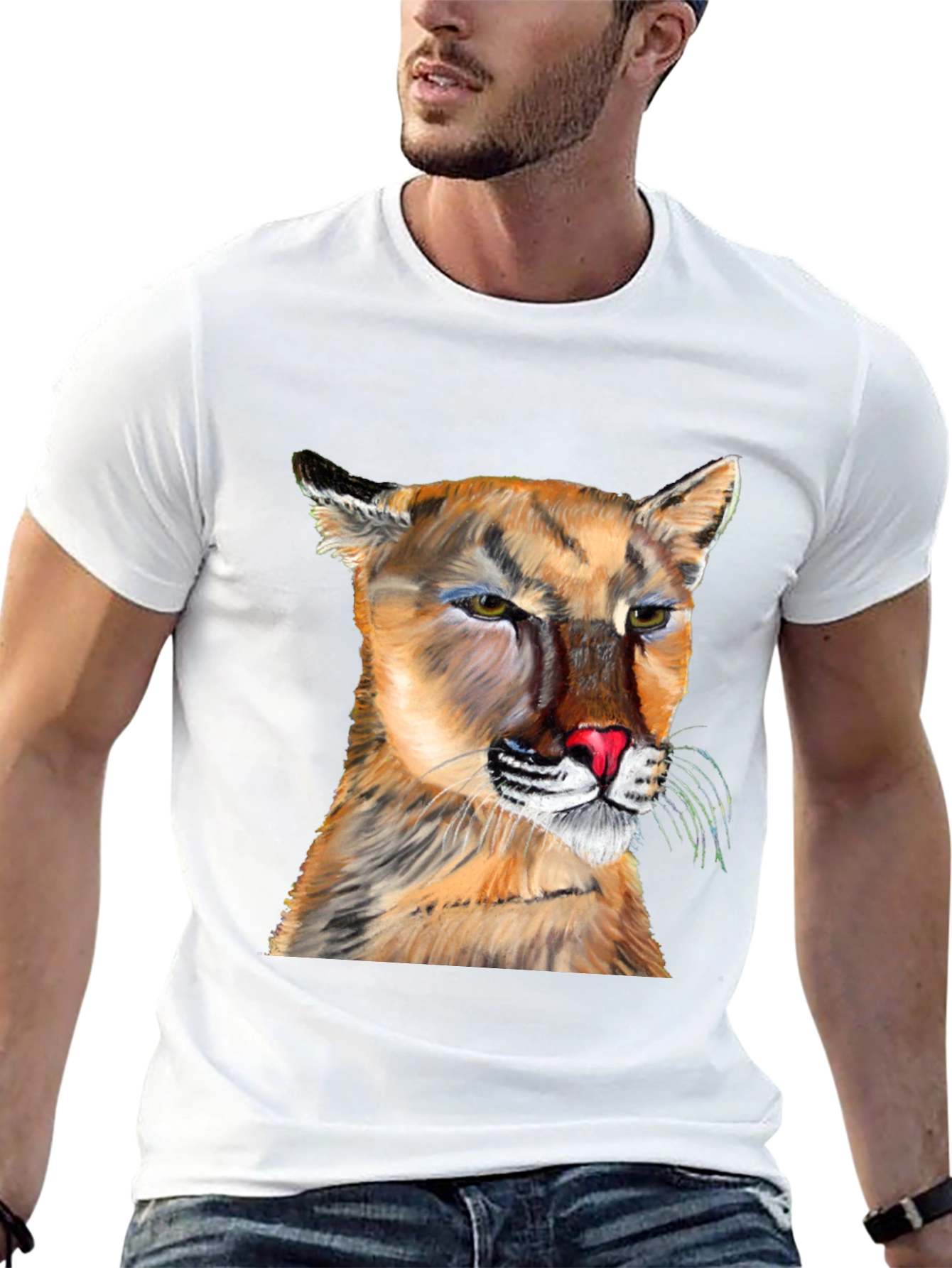 Cougar Graphic Tee - Black Crew Neck