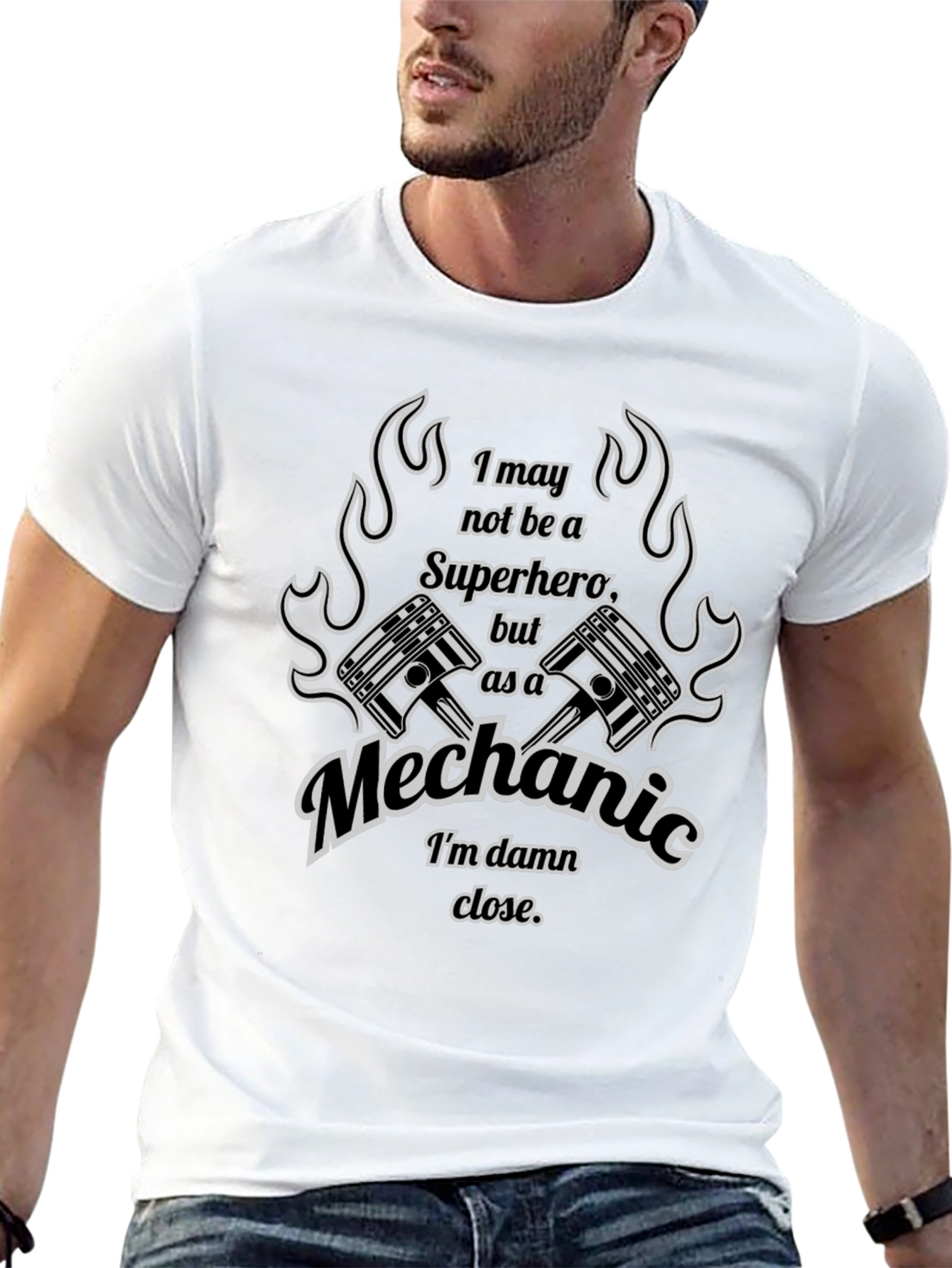 Mechanic Superhero Graphic T-Shirt - Black