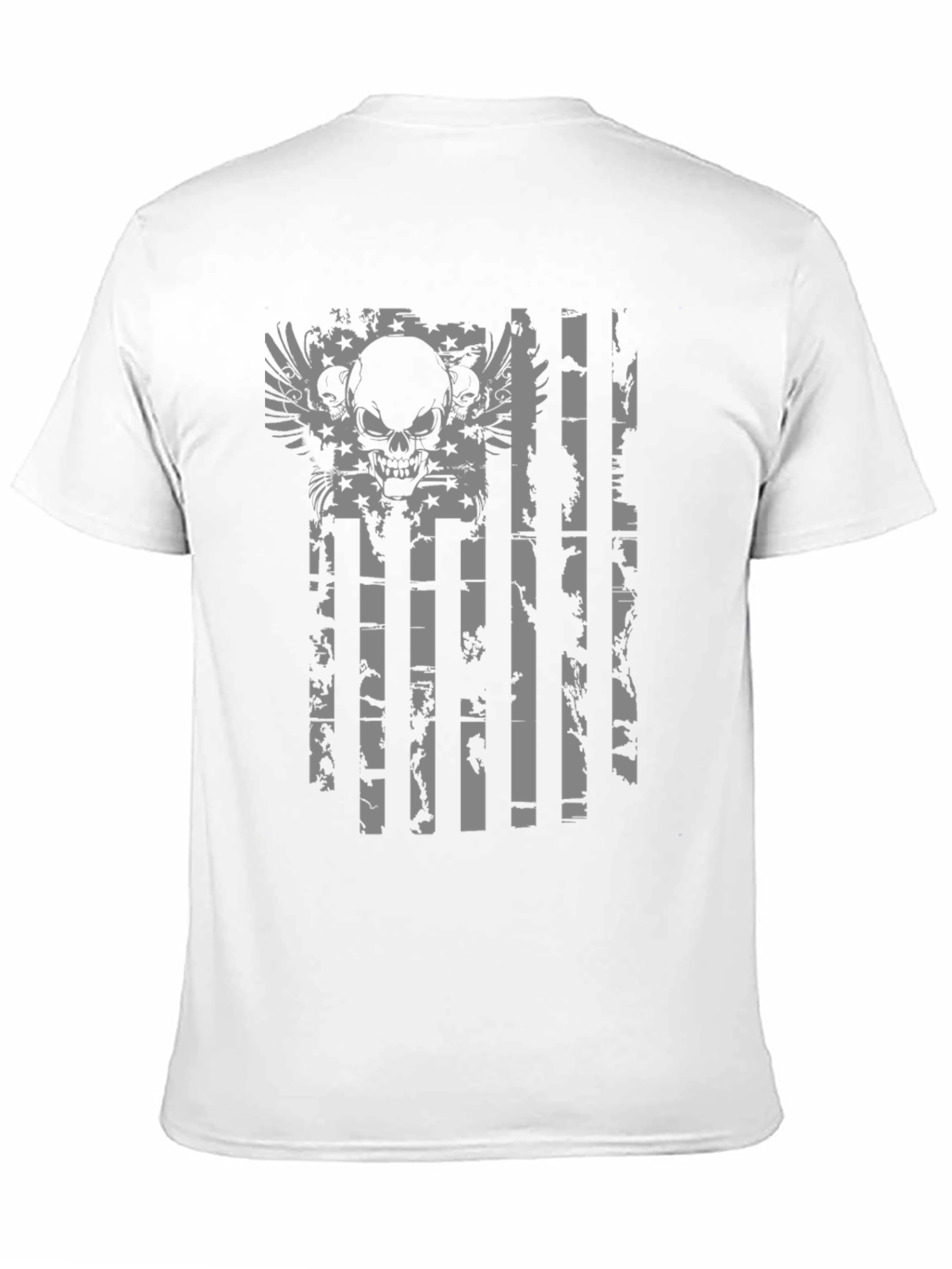 Skull American Flag Graphic Tee - Black
