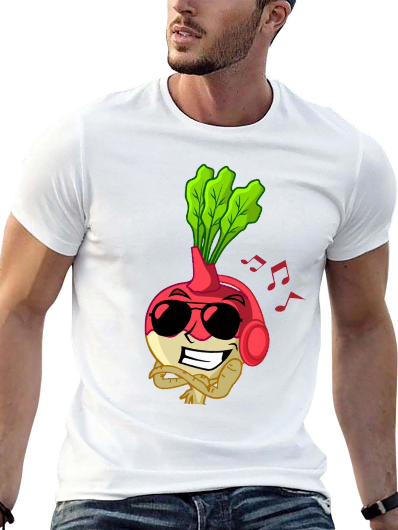 Radish Beats T-Shirt - Cool Cartoon Vegetable Tee