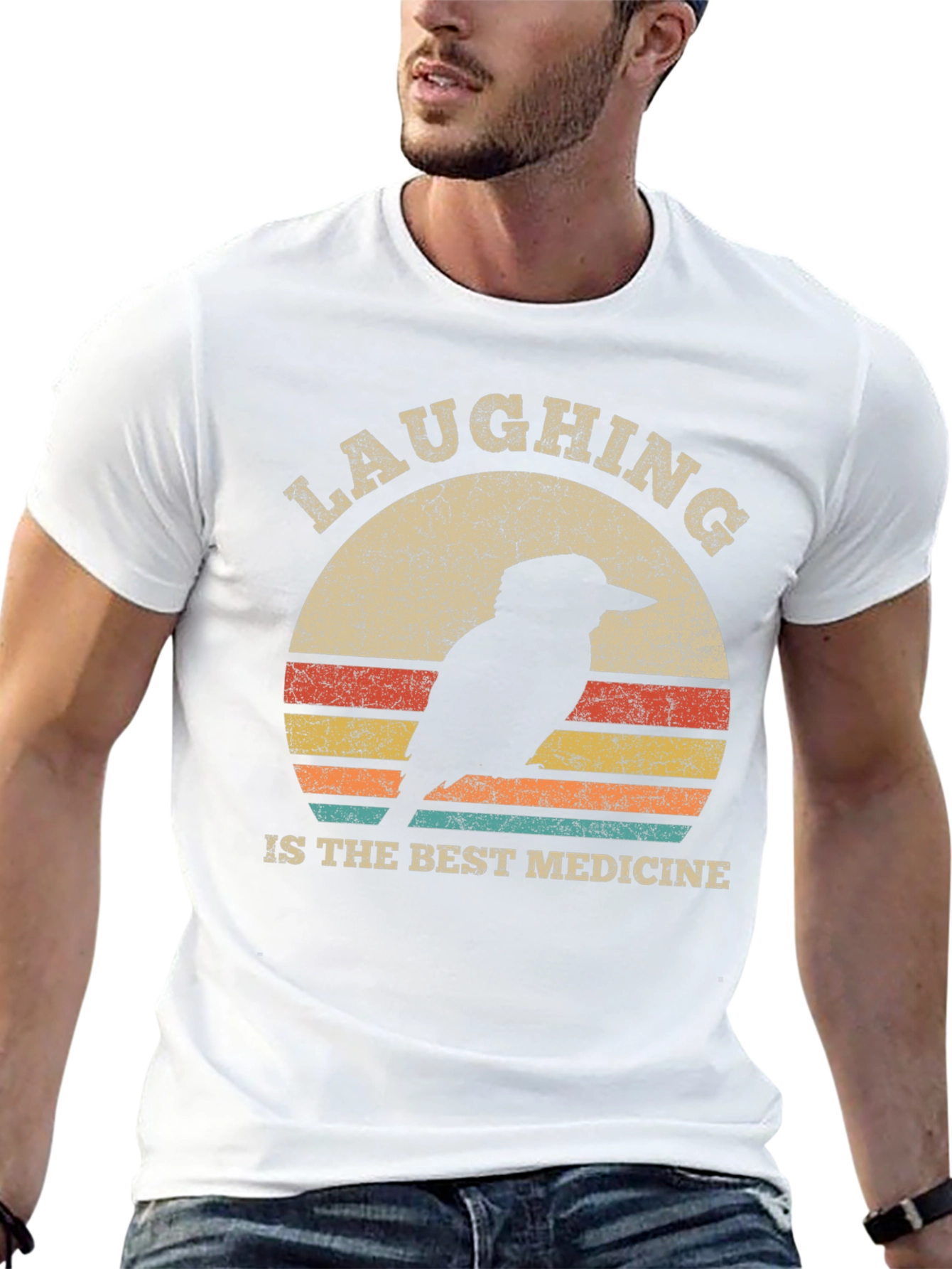 Laughing Bird Retro Graphic Tee - Unisex Cotton T-Shirt