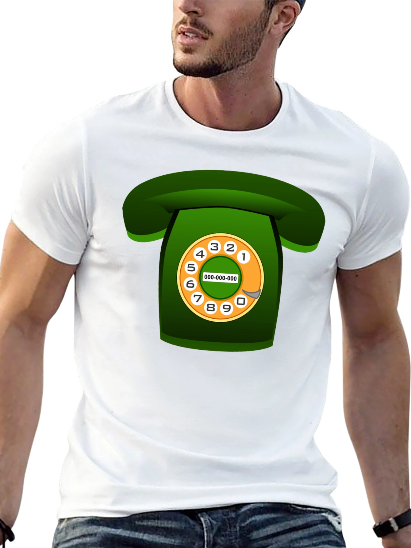 Retro Rotary Phone Graphic T-Shirt - Black