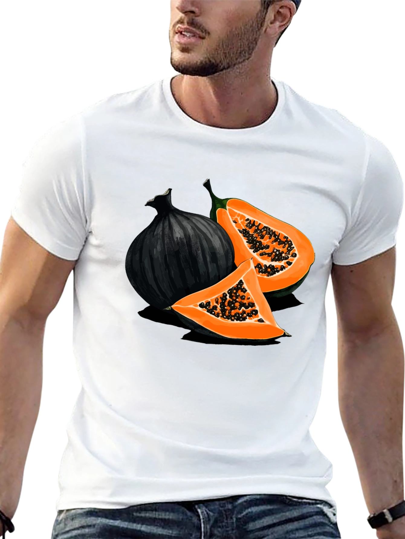 Papaya & Onion Graphic Black T-Shirt