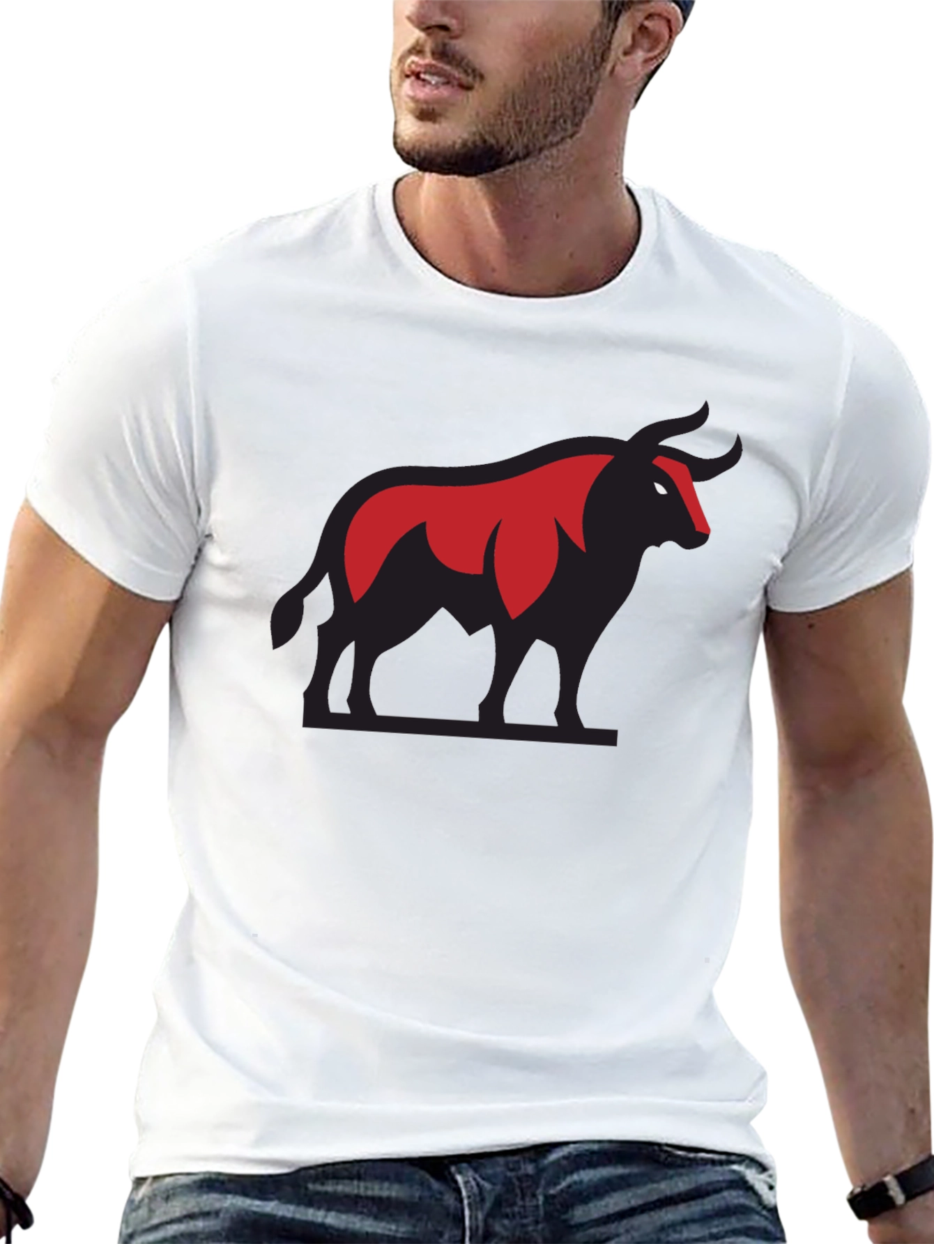 Bold Bull Graphic Tee - Black Cotton