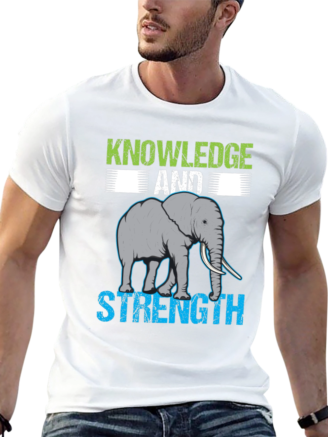 Knowledge & Strength Elephant Graphic T-Shirt