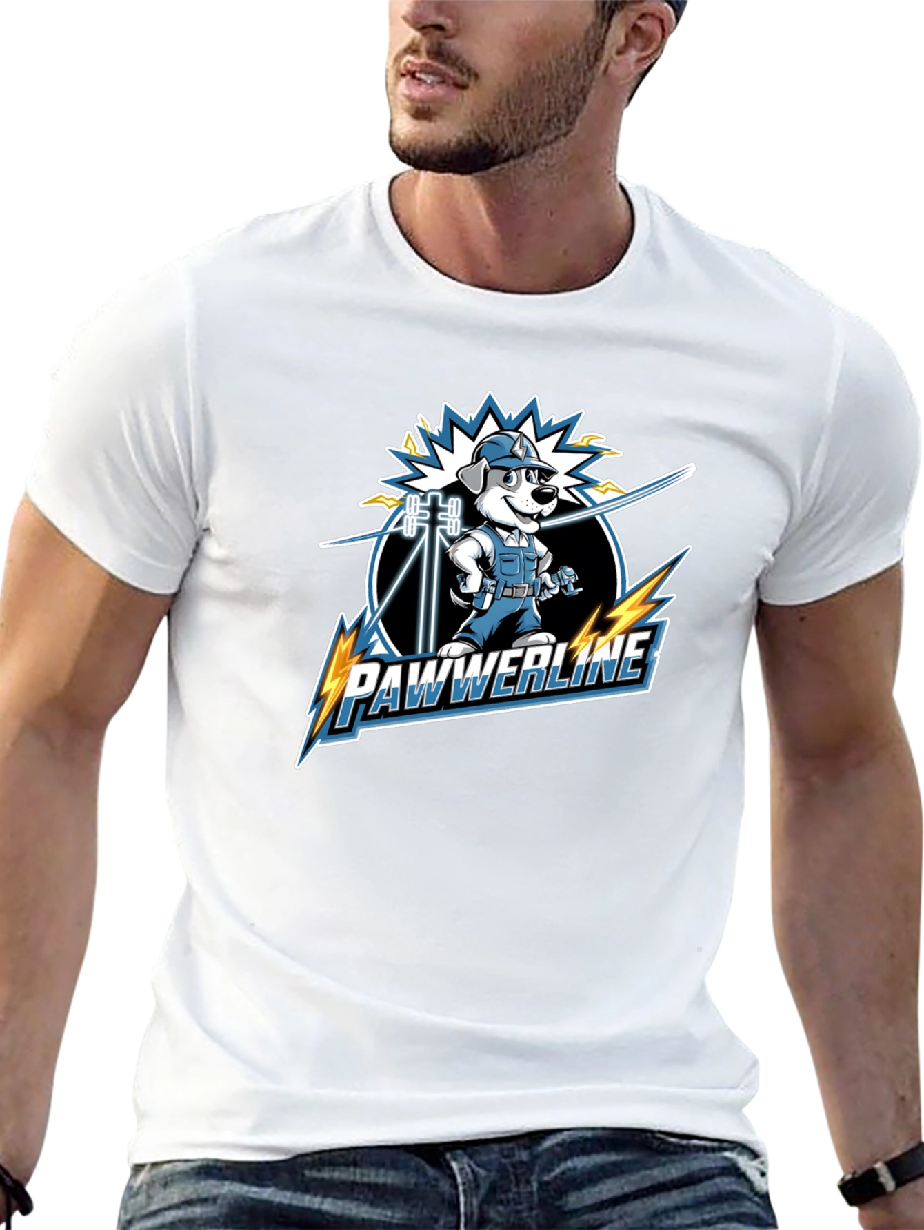 Pawwerline Electrician Dog Graphic T-Shirt