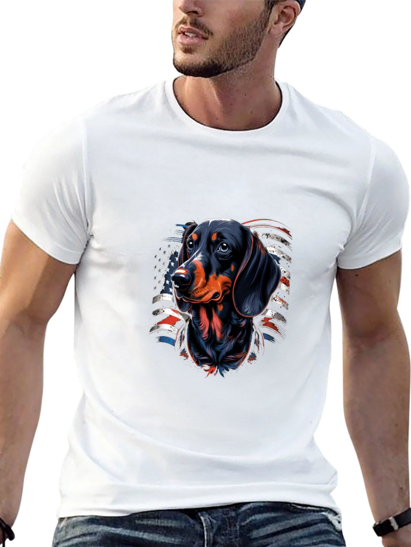 Dachshund USA Flag Graphic T-Shirt