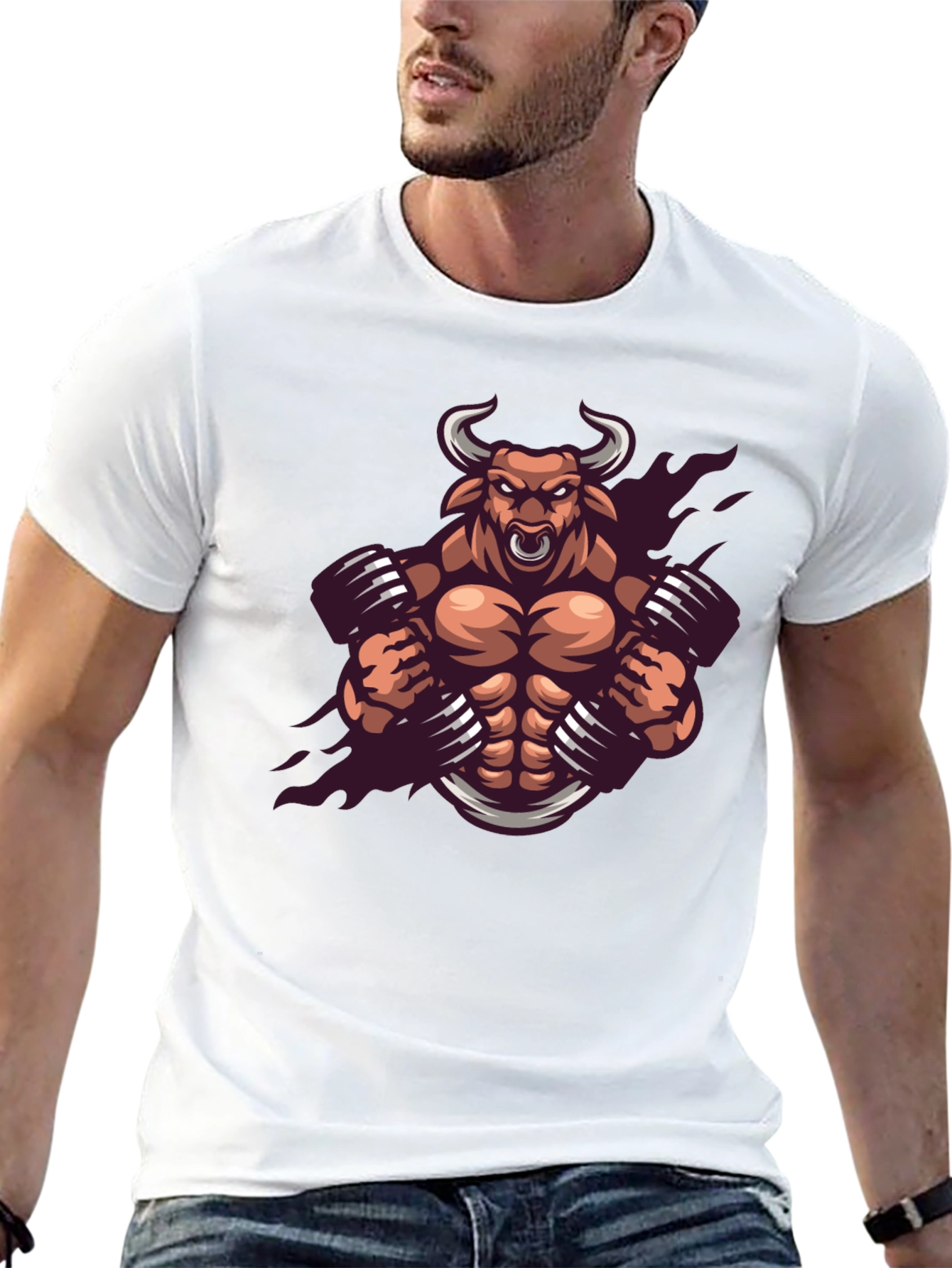 Muscle Bull Graphic Tee - Black Cotton T-Shirt