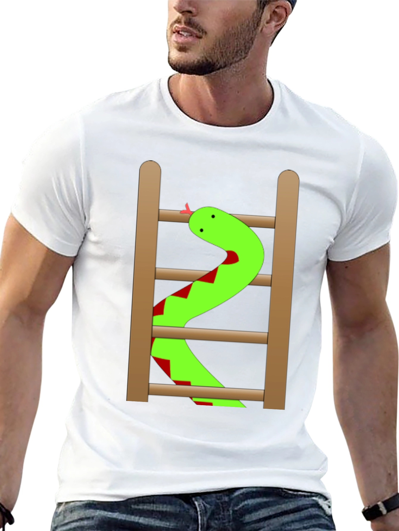 Snake Ladder Funny Graphic Tee - Black