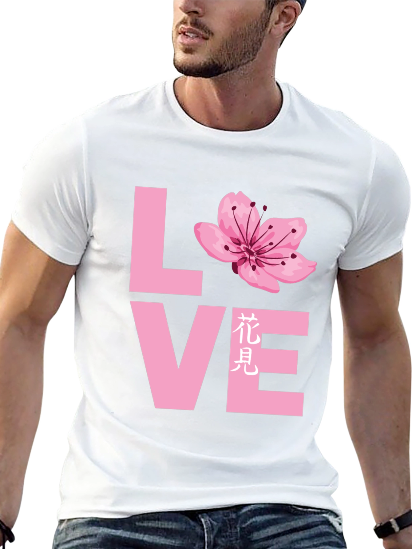 Love Cherry Blossom Graphic T-Shirt - Black