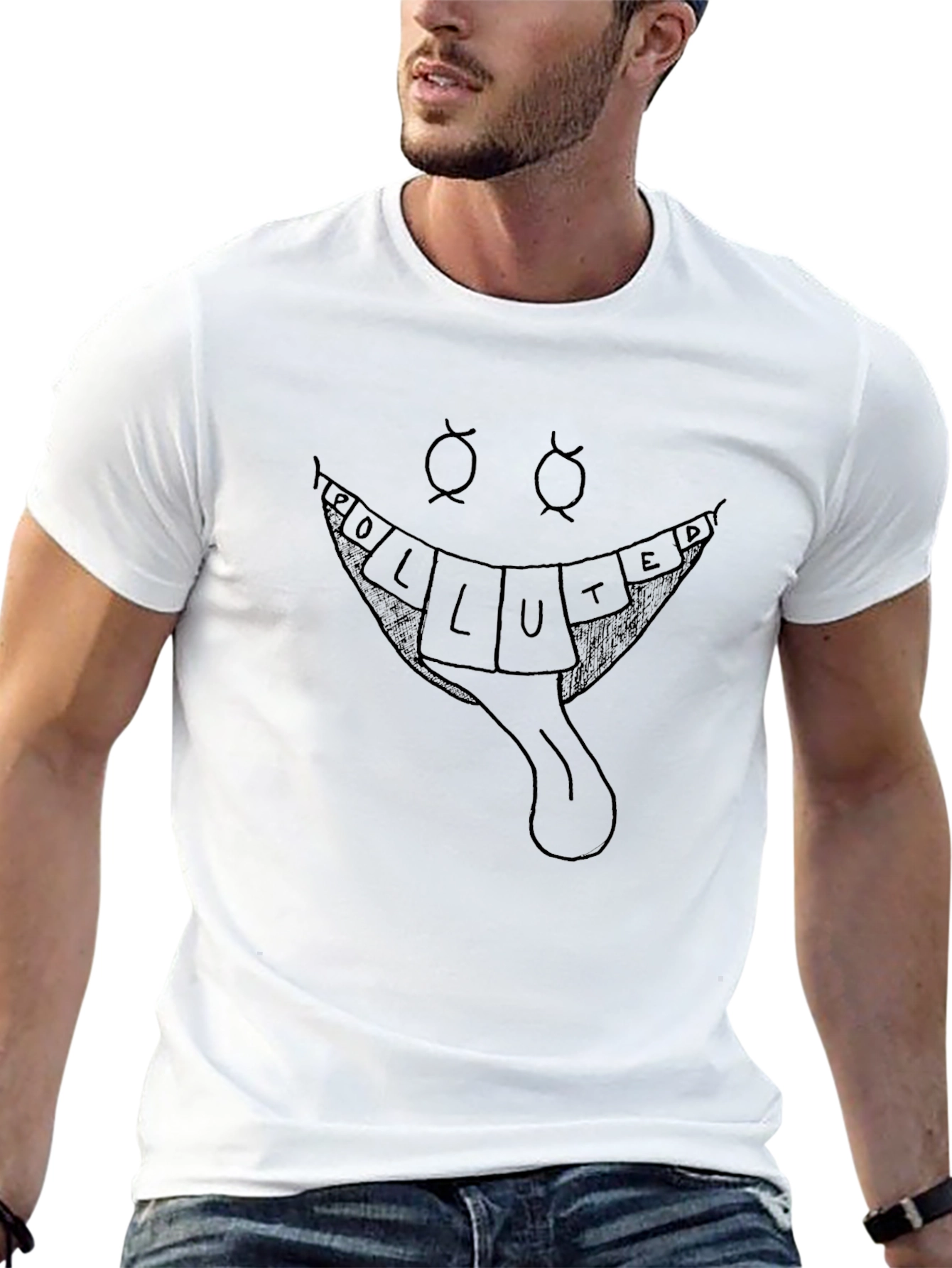 Polluted Smile Black Graphic Tee - Unique Design