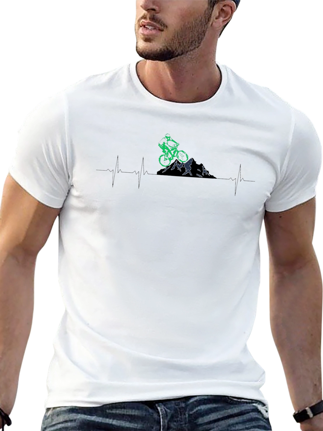 Mountain Biker Heartbeat Graphic Tee