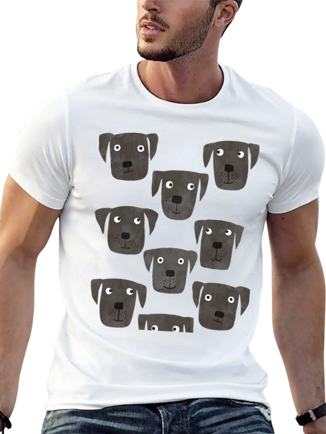 Dog Pattern T-Shirt - Cute Puppy Print Tee
