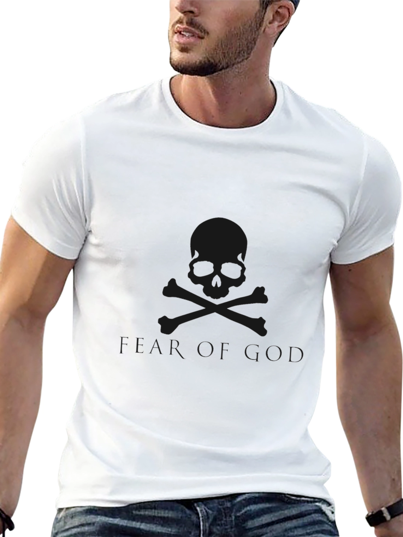 Skull Graphic Tee - Black Cotton Blend Casual T-Shirt