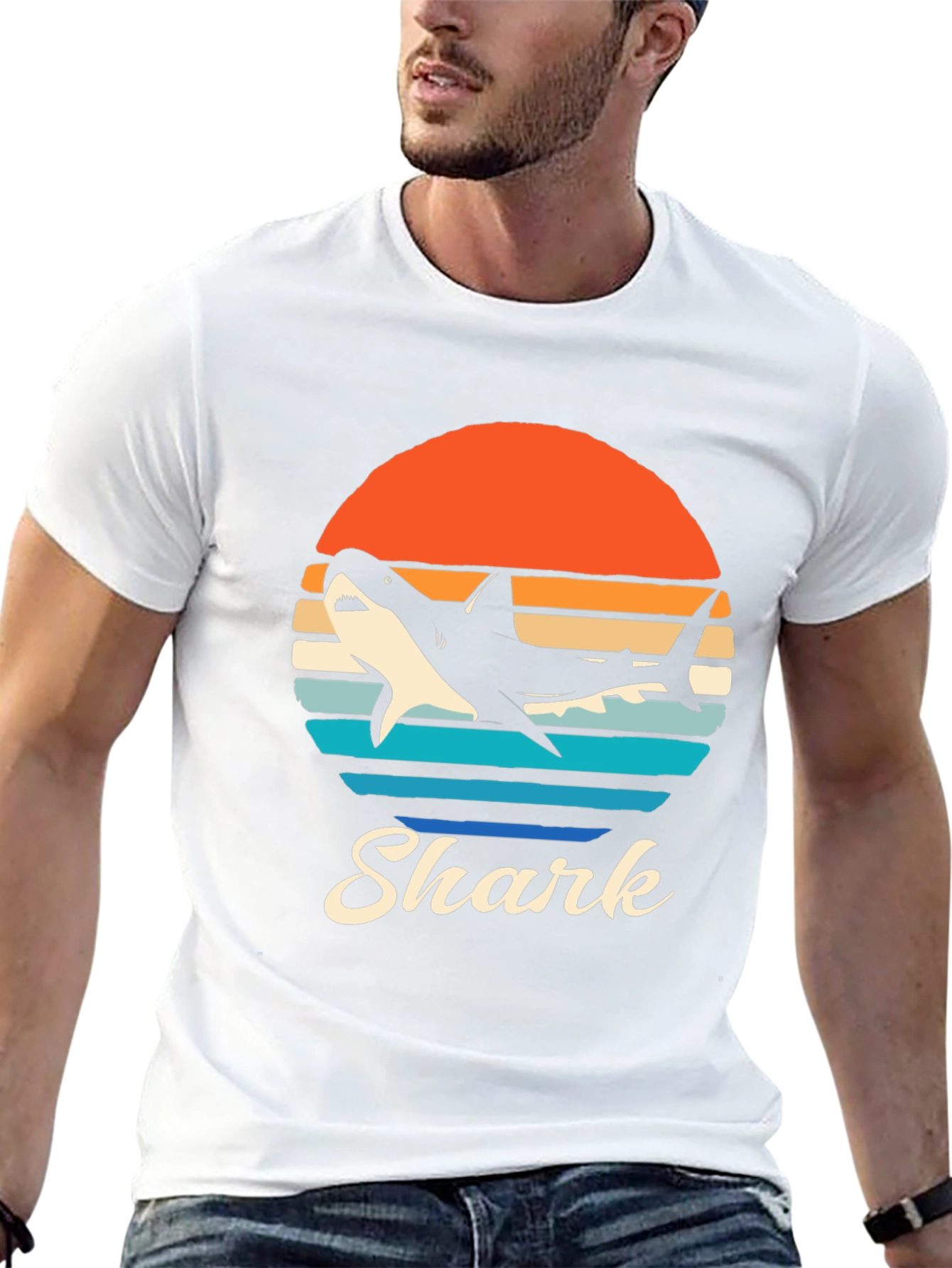 Retro Shark Graphic T-Shirt - Black