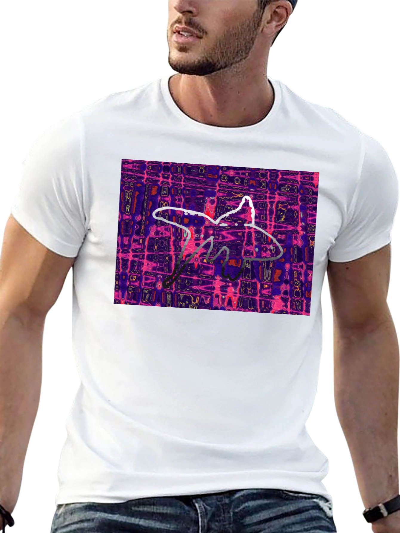 Abstract Starfish Graphic Black T-Shirt