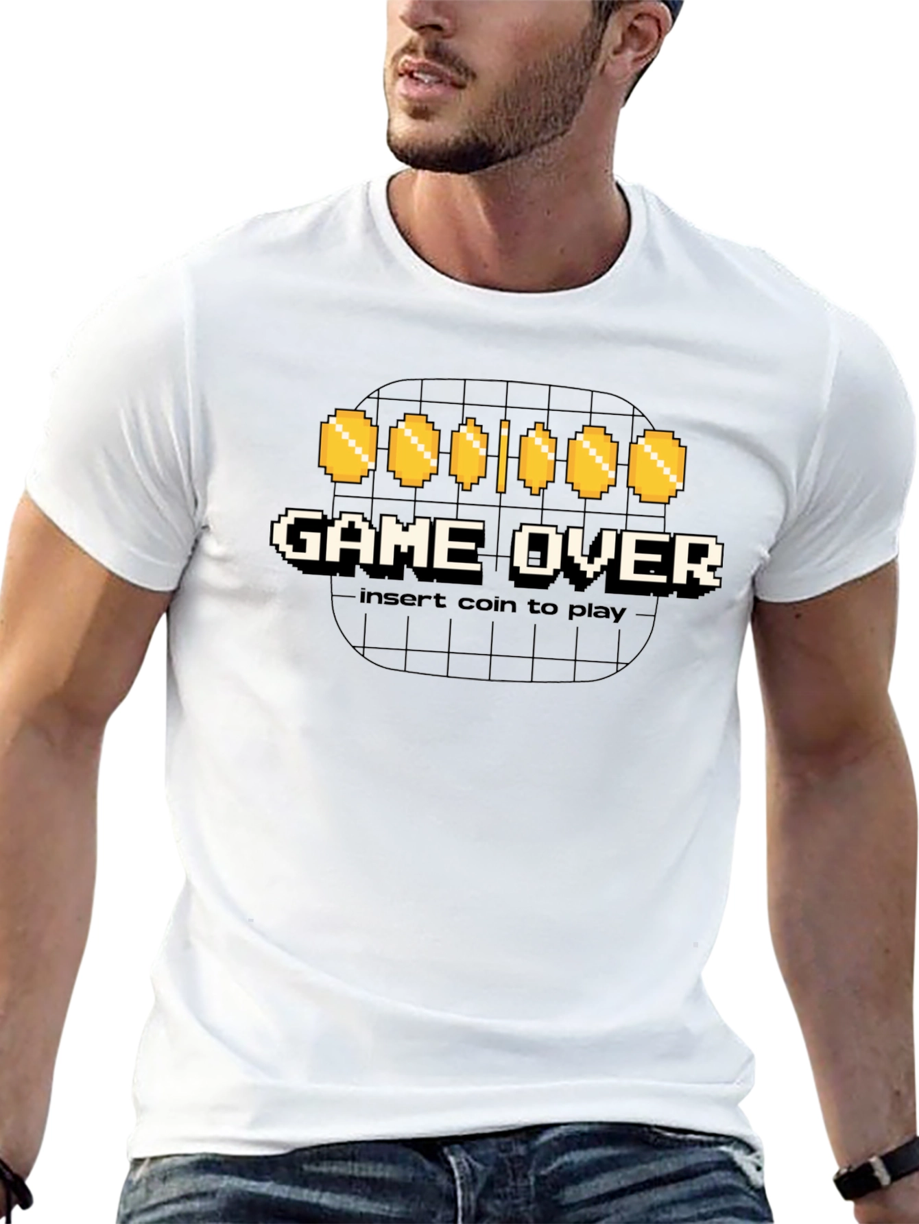 Game Over Insert Coin Black Graphic Tee