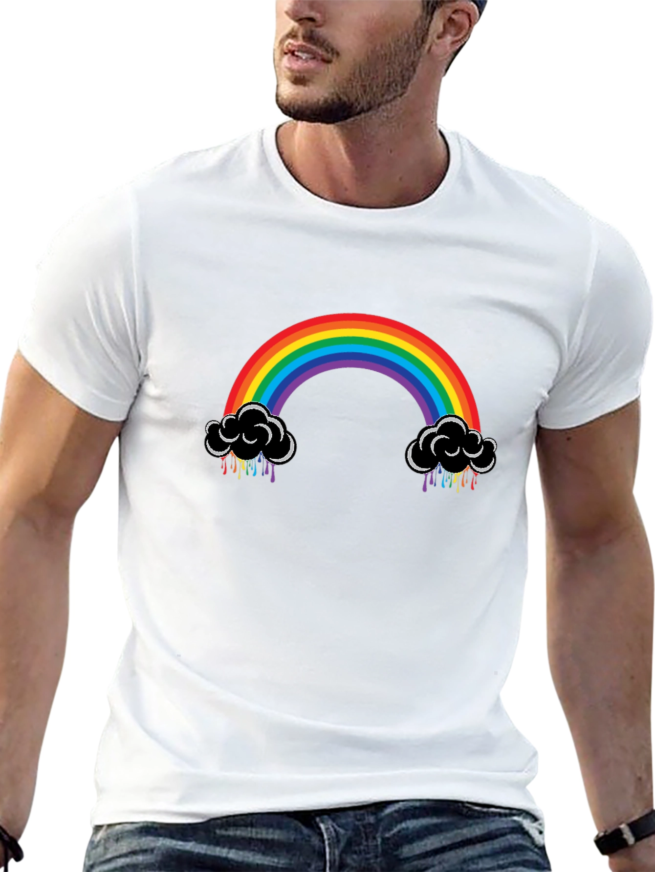 Rainbow Cloud Black T-Shirt