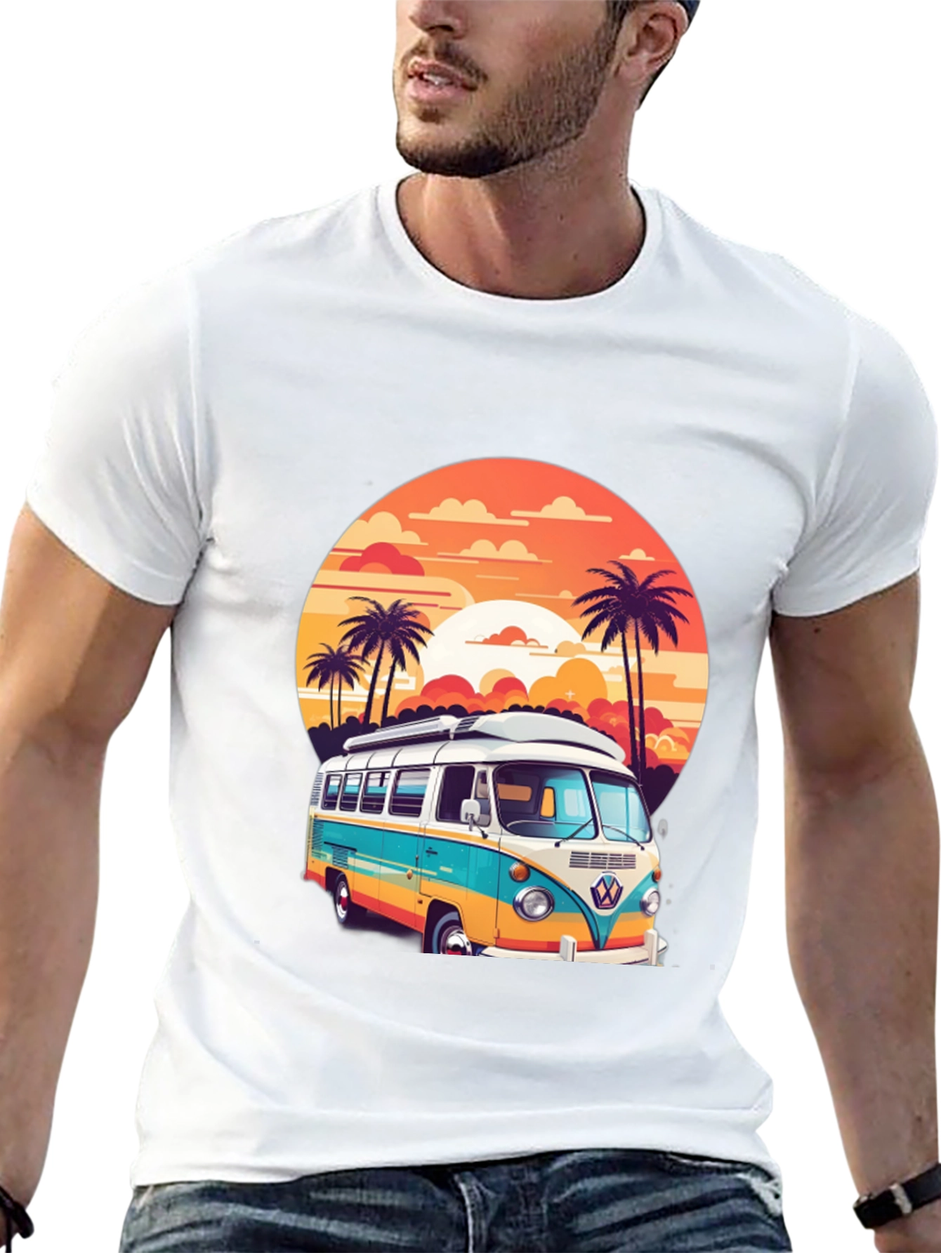 Retro VW Bus Sunset Graphic Tee