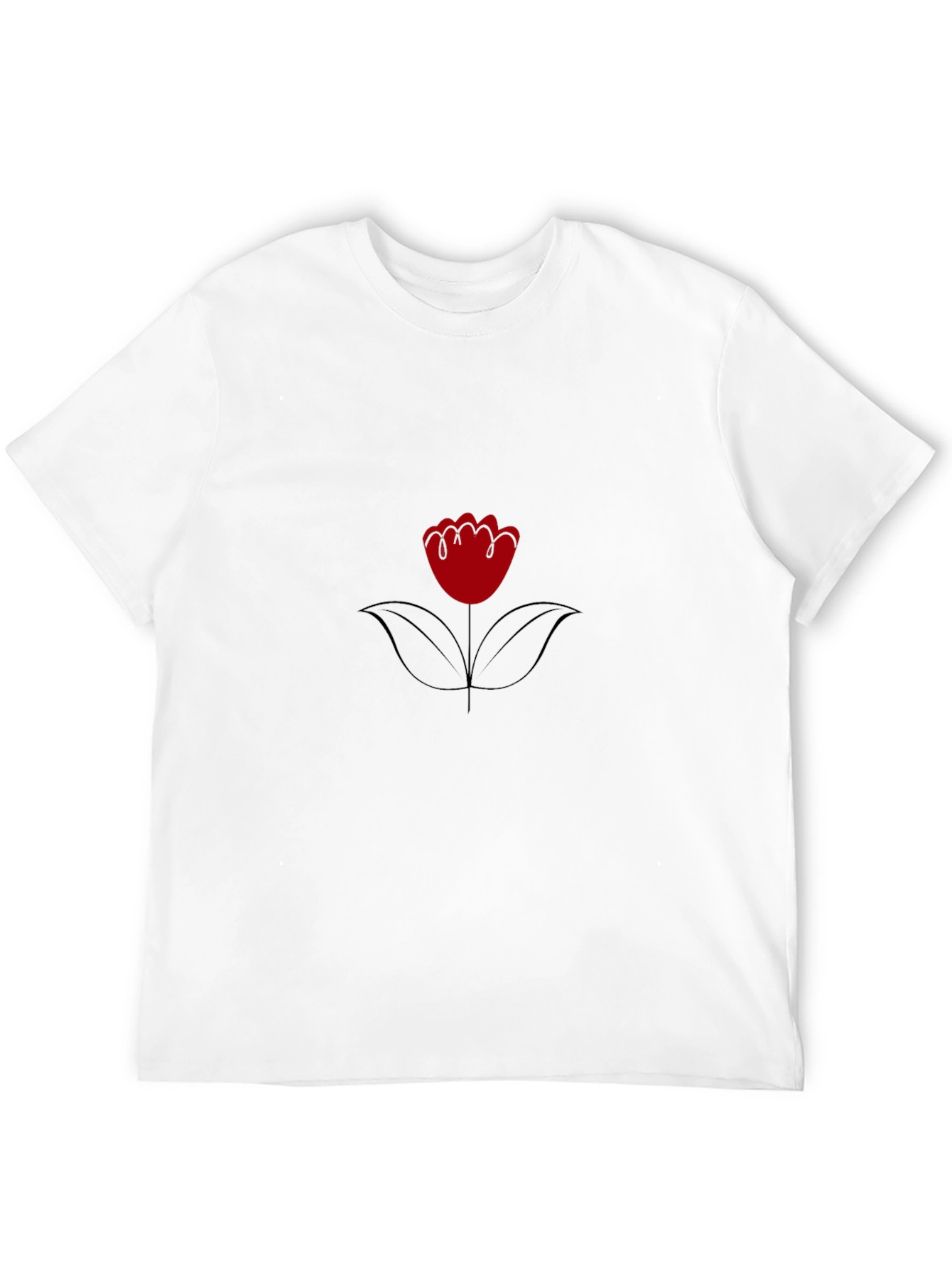 Black T-Shirt with Red Flower Graphic