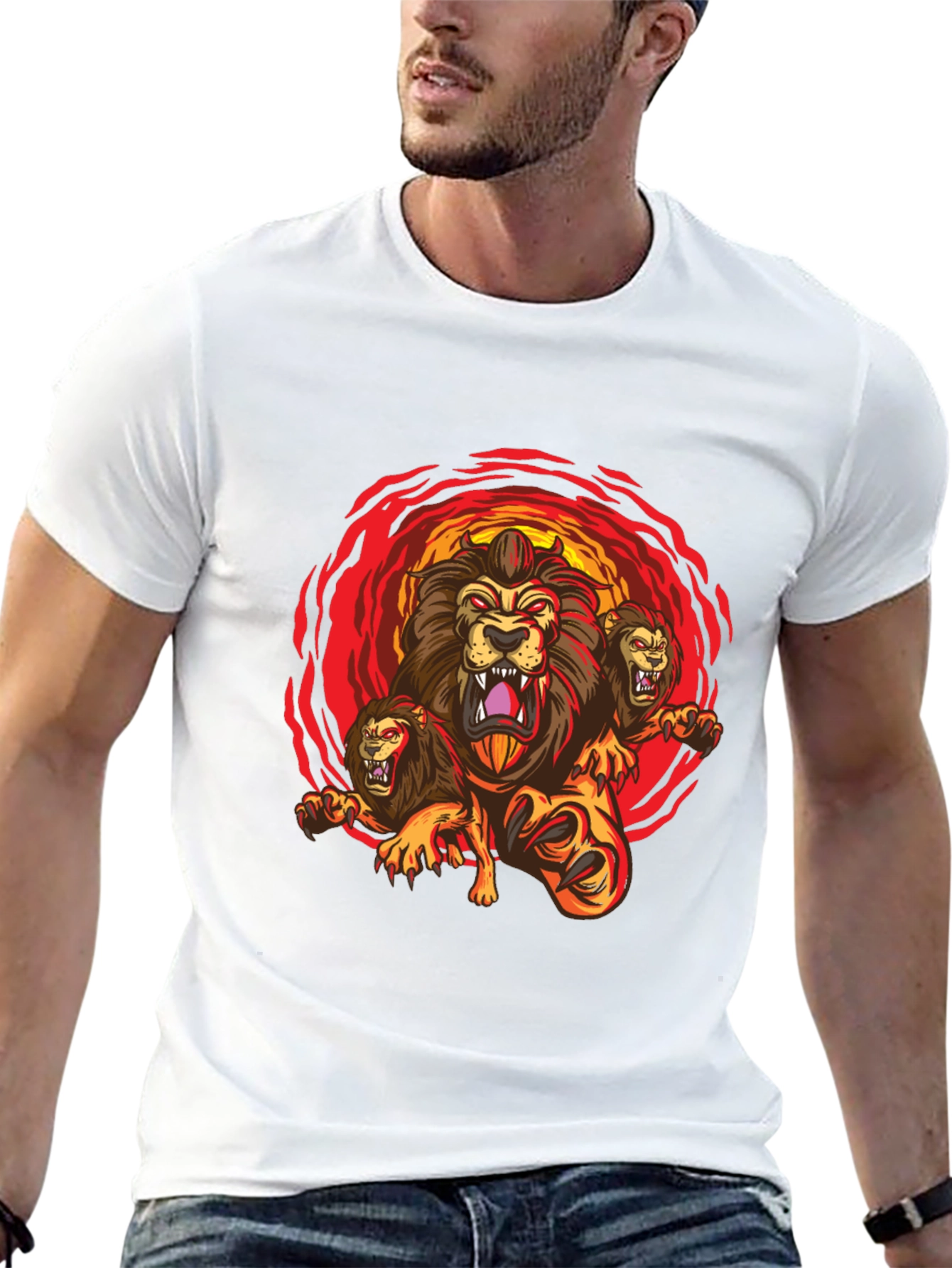Mens Lion Graphic Tee - Bold & Unique Design