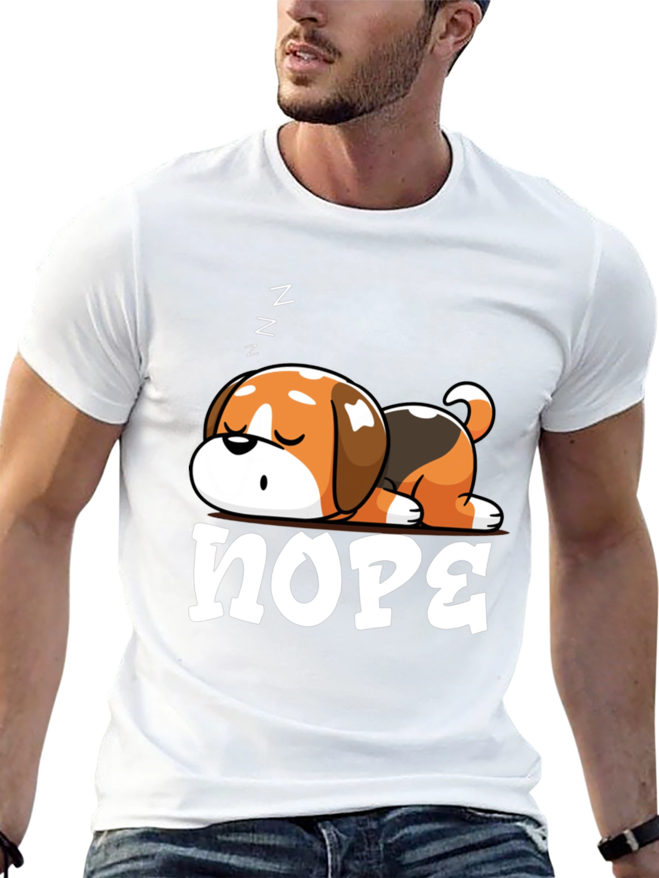 Nope Sleeping Dog Graphic T-Shirt