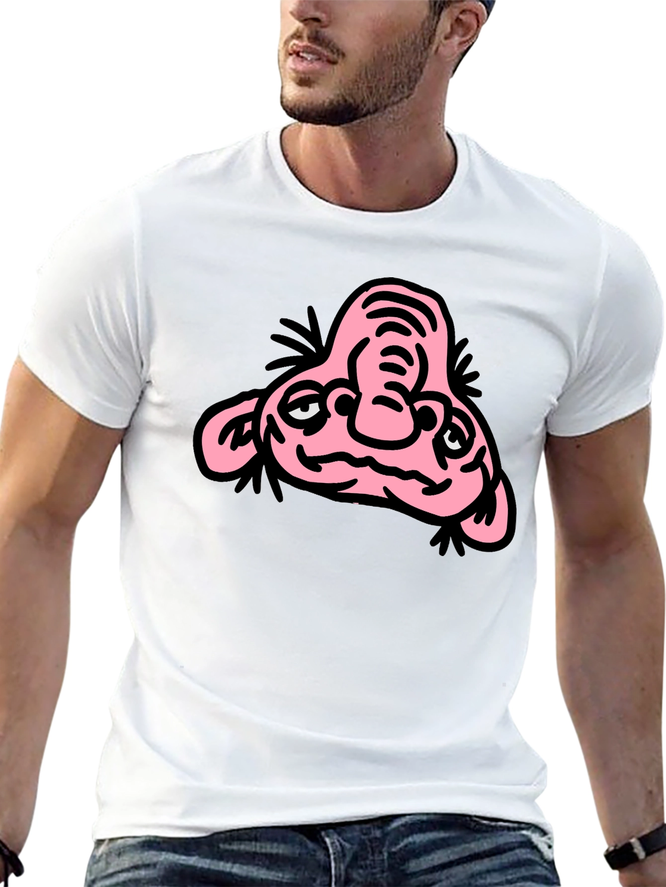 Funny Cartoon Character Graphic T-Shirt - Black Cotton Tee