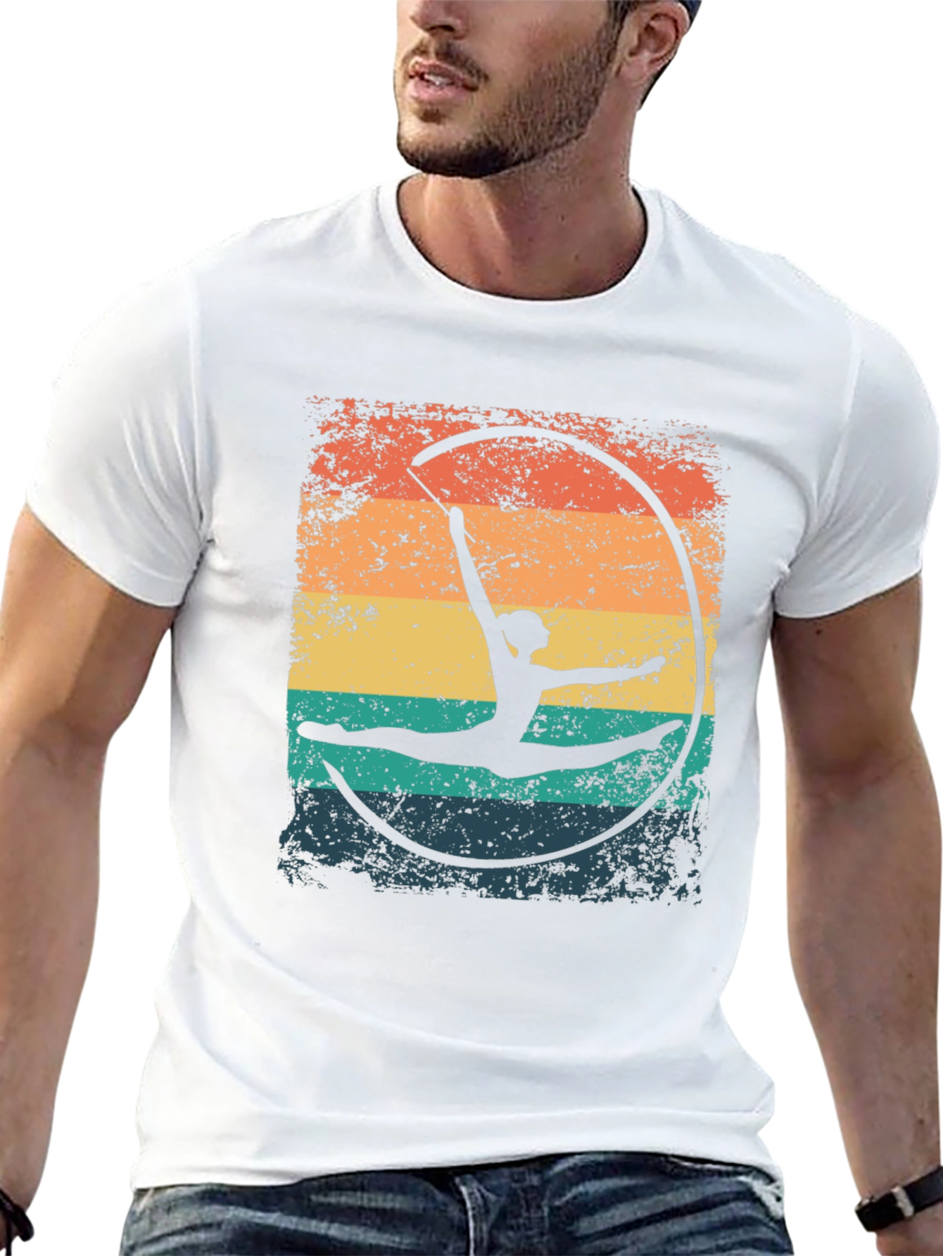 Gymnast Ribbon T-Shirt - Retro Style Black Tee