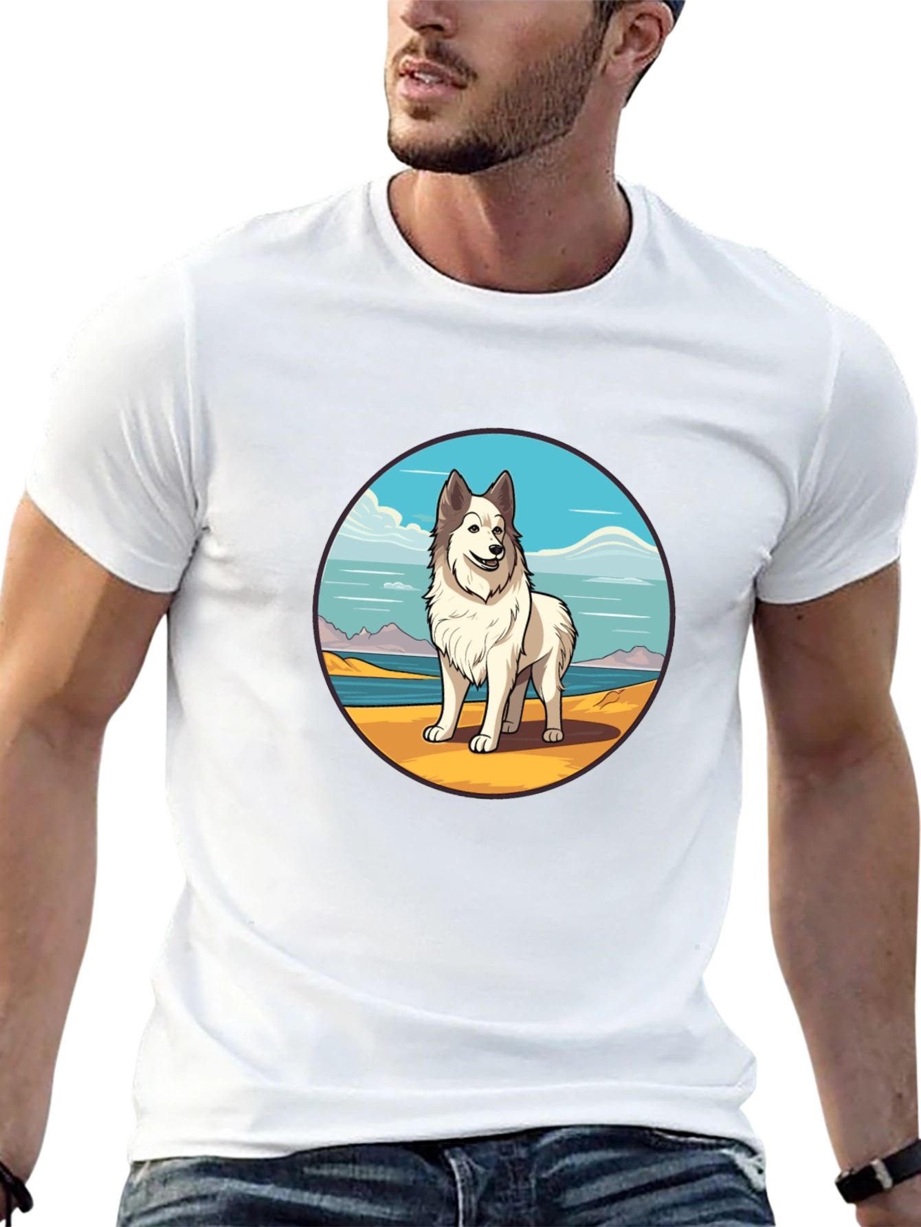 Dog Breed T-Shirt - Beach Scene Graphic Tee