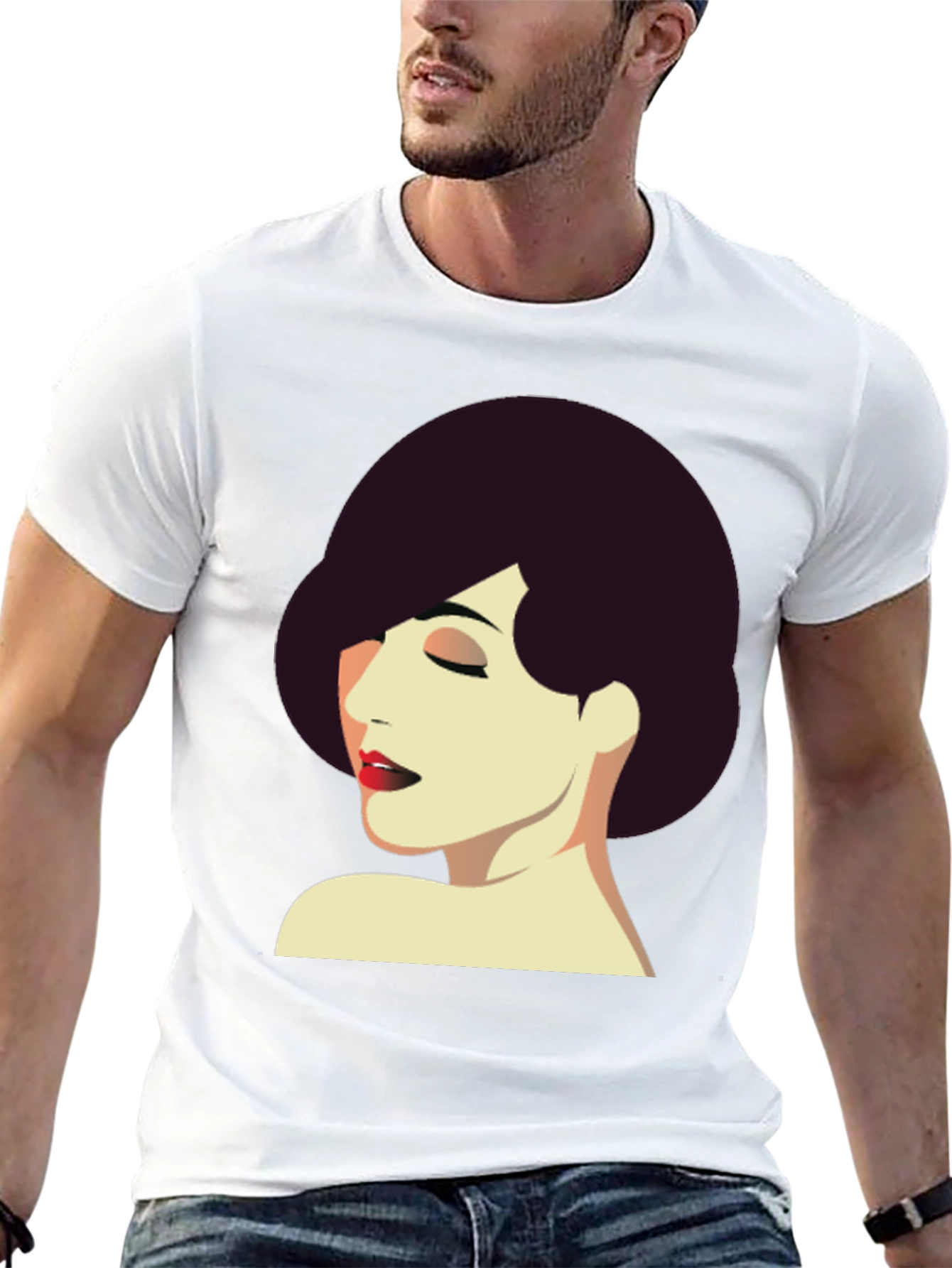 Retro Style Woman Graphic Tee - Black T-Shirt