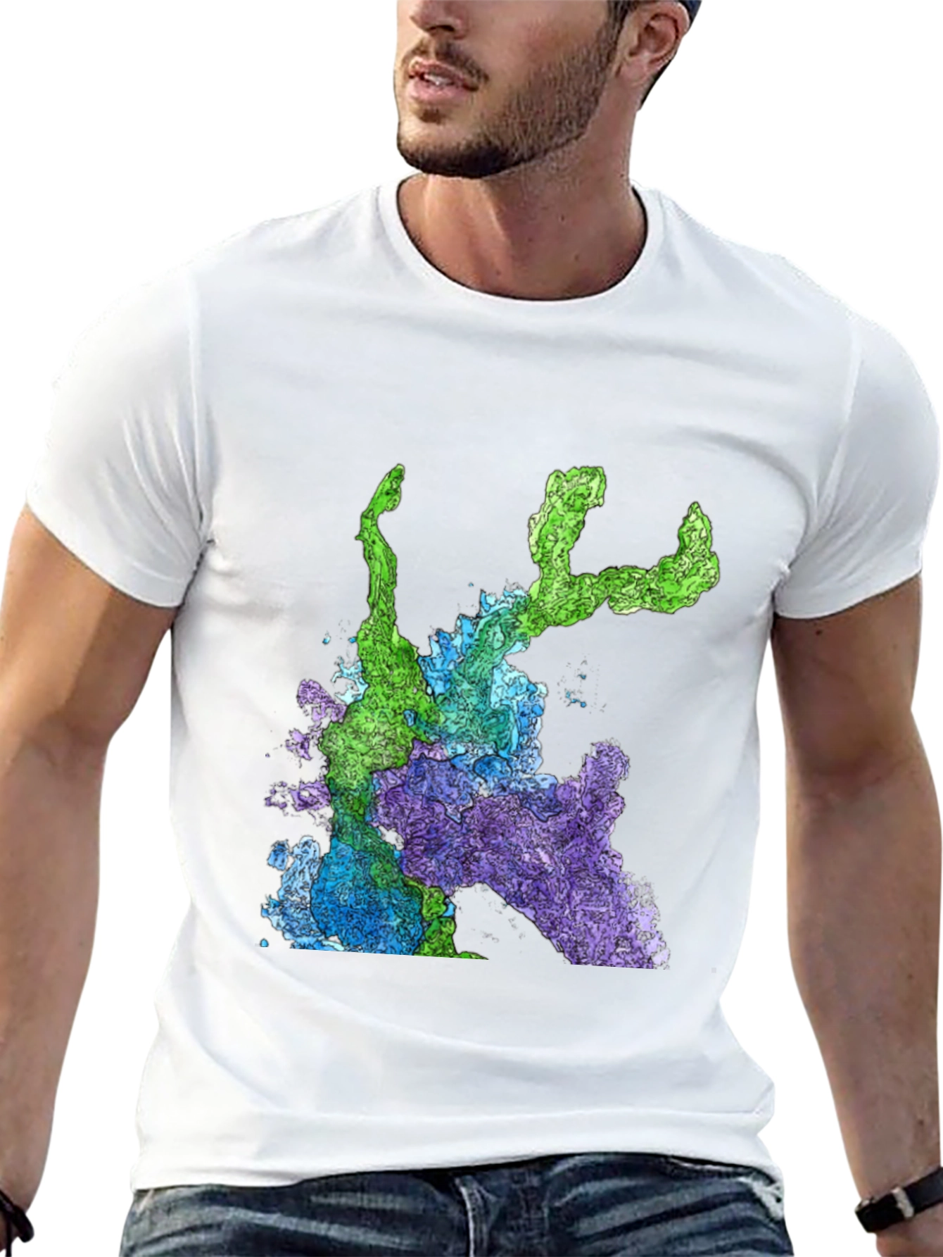 Abstract Art Graphic Print T-Shirt - Mens Black Tee