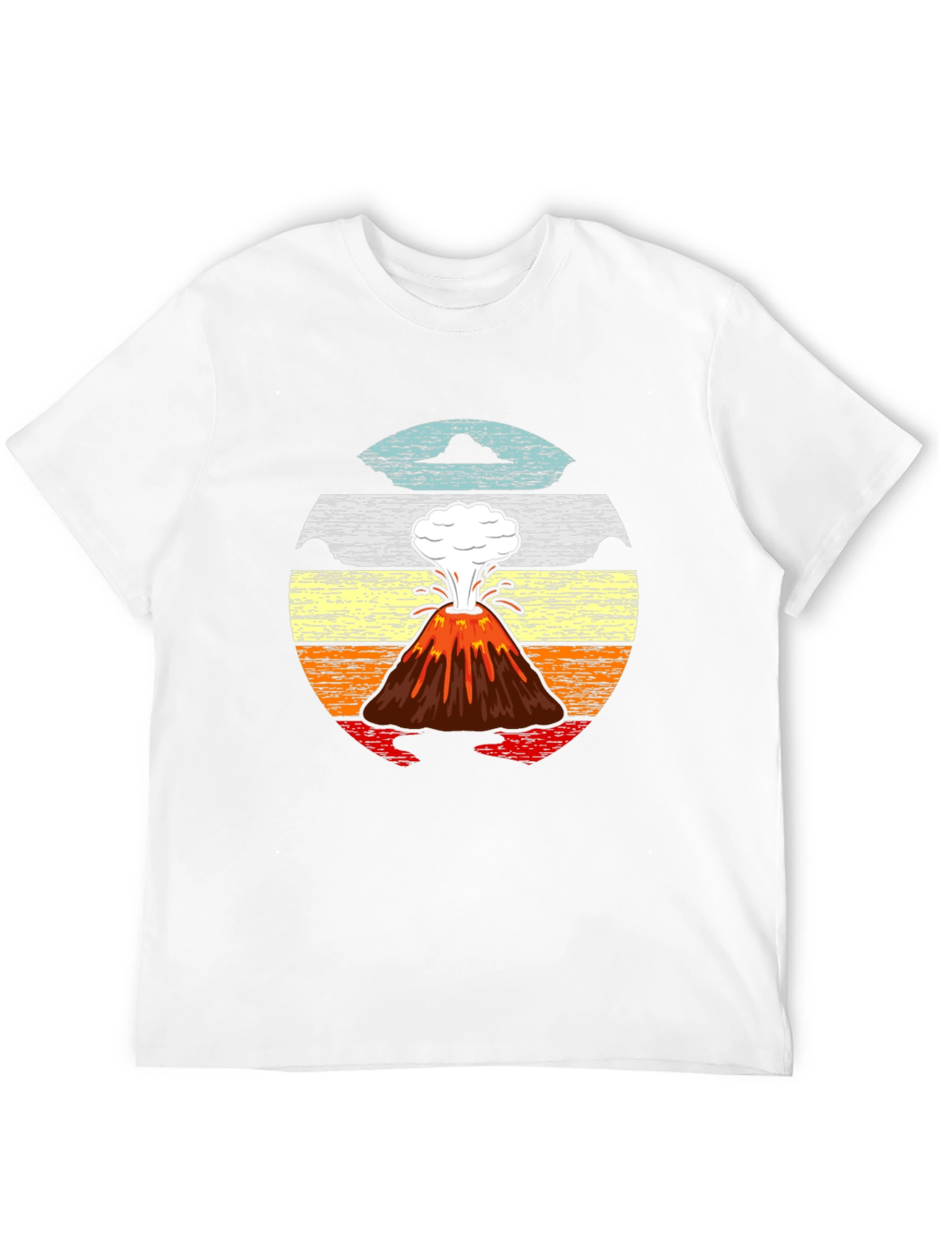 Volcano Sunset Graphic Tee - Retro Style