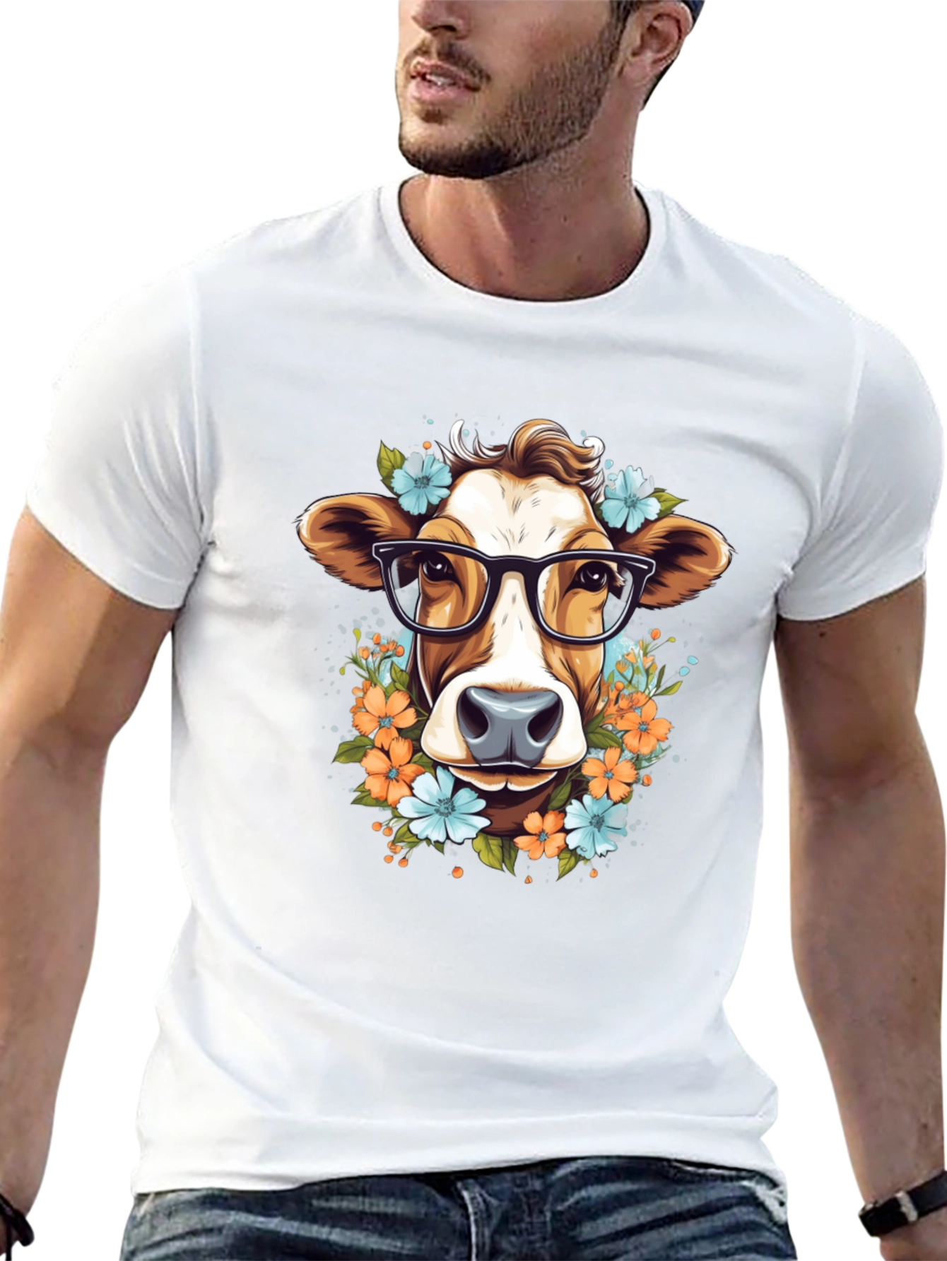 Cow with Glasses Graphic Tee