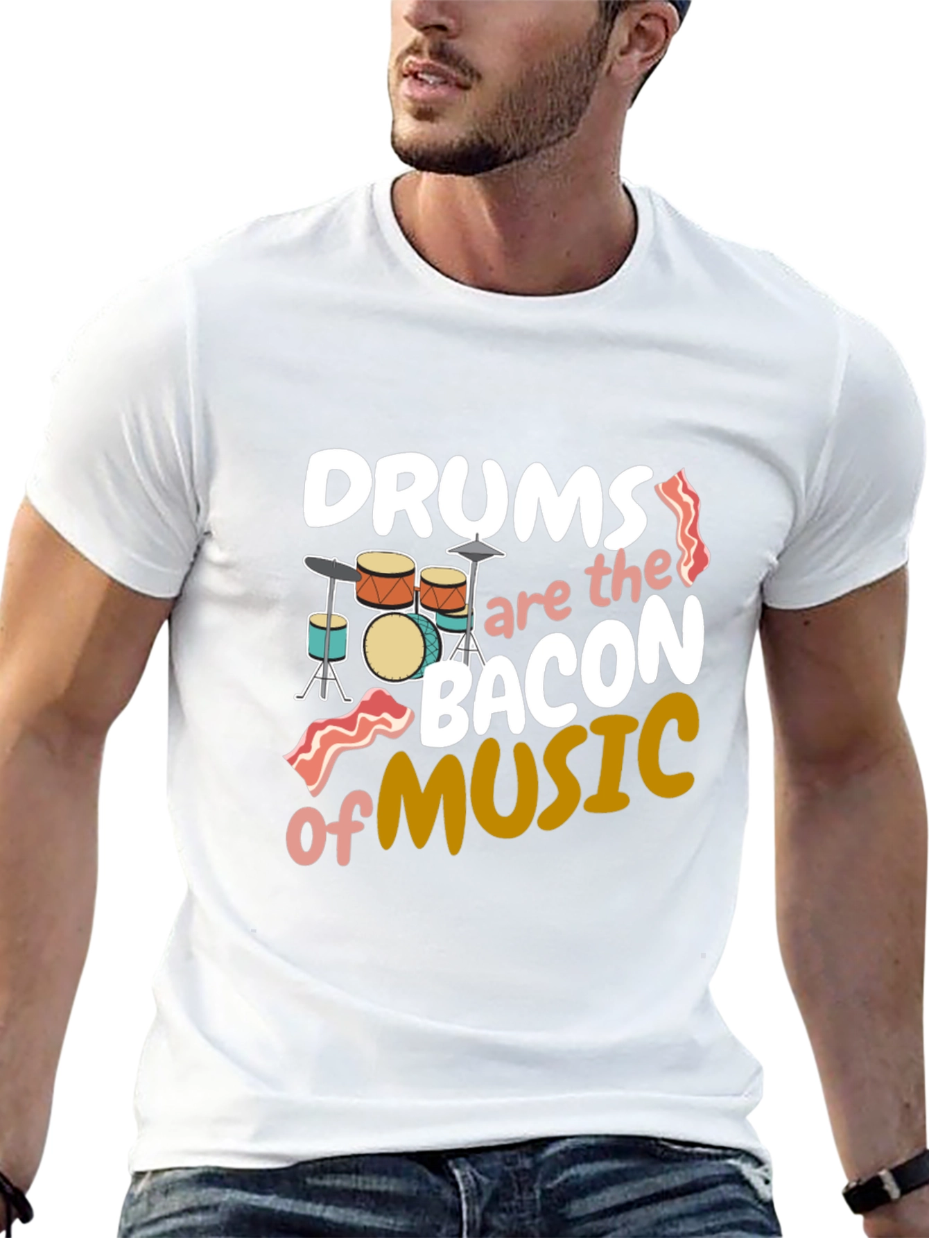 Drums Bacon of Music T-Shirt