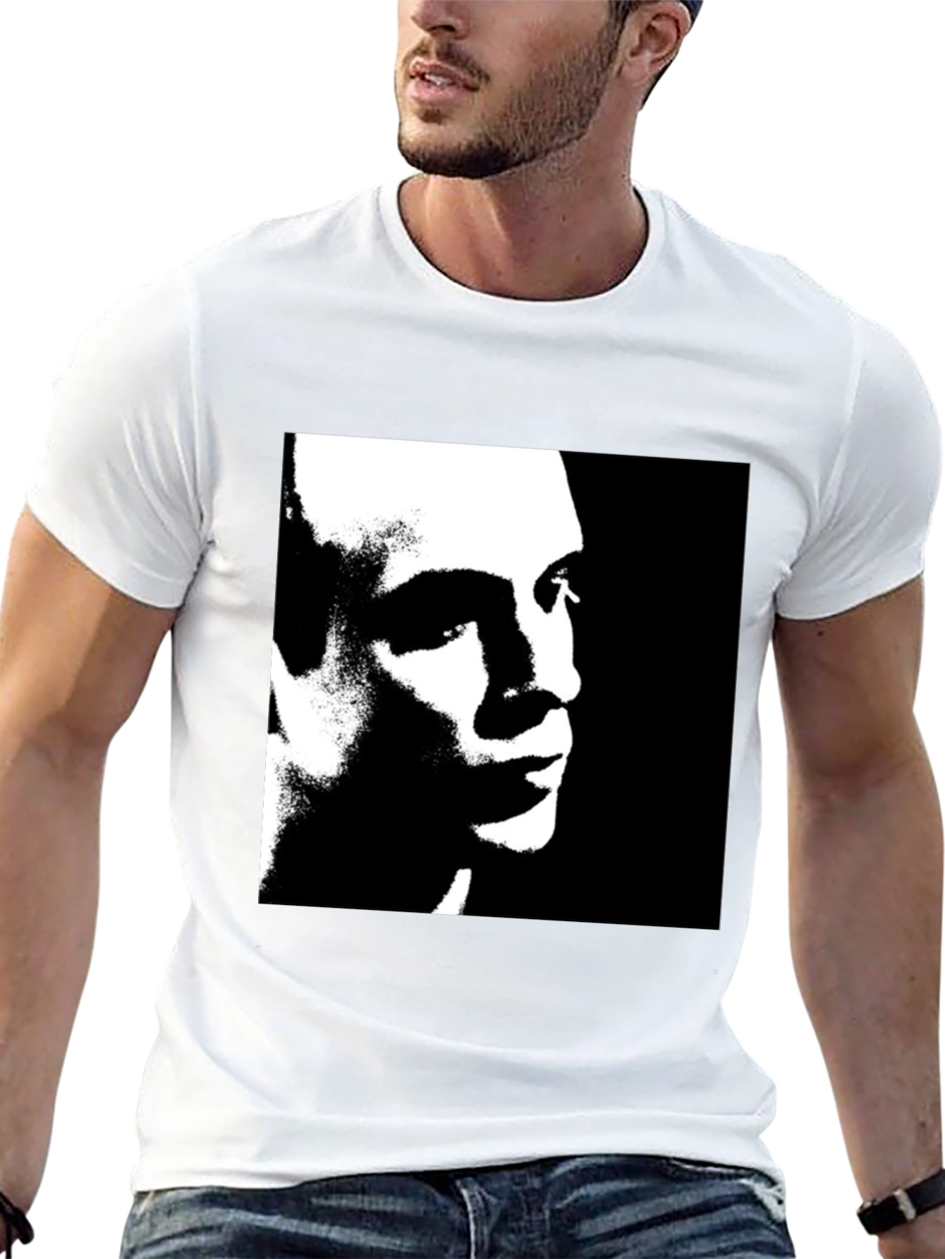 Monochrome Portrait Graphic Tee - Black