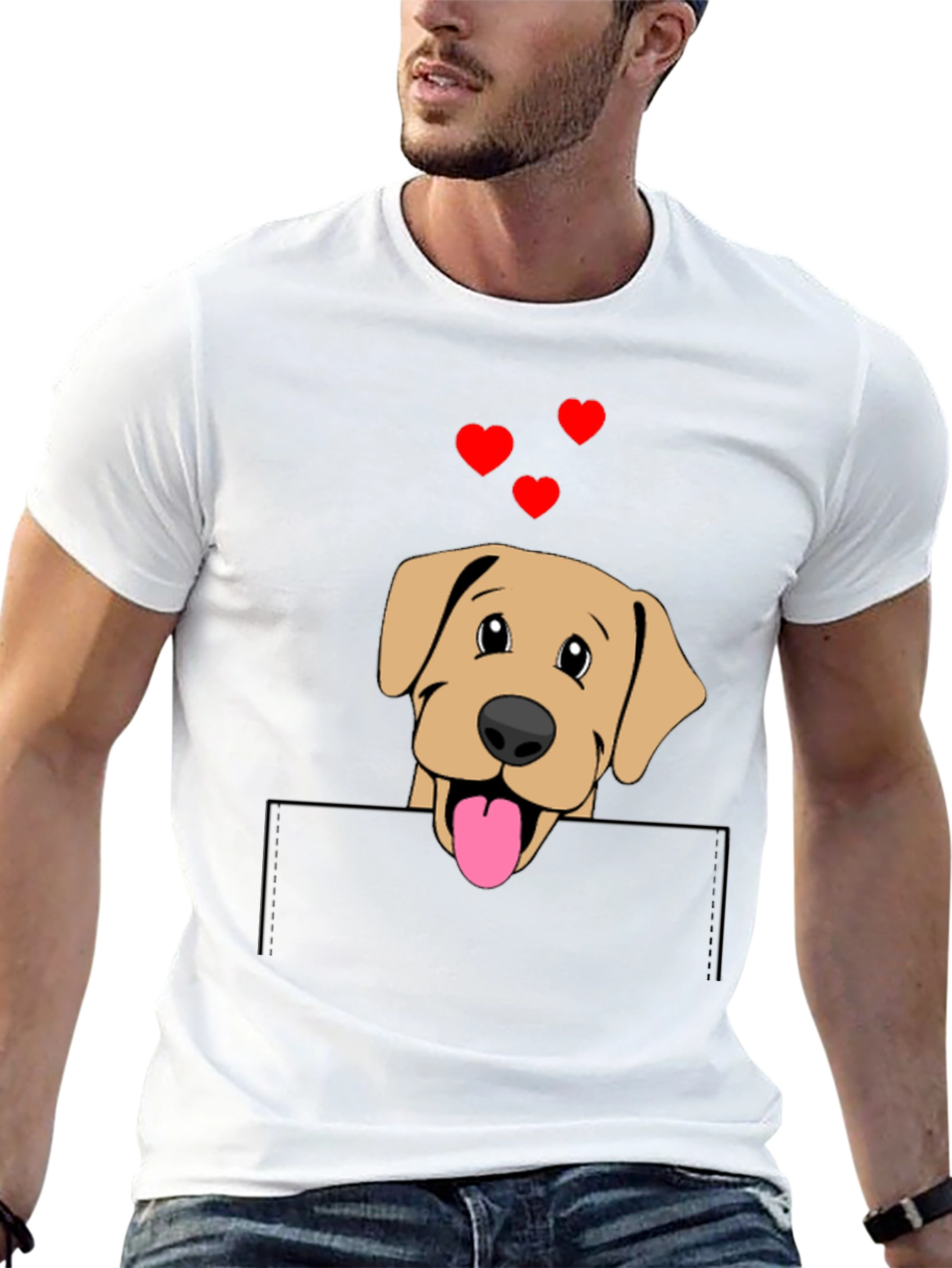 Labrador Pocket T-Shirt with Hearts
